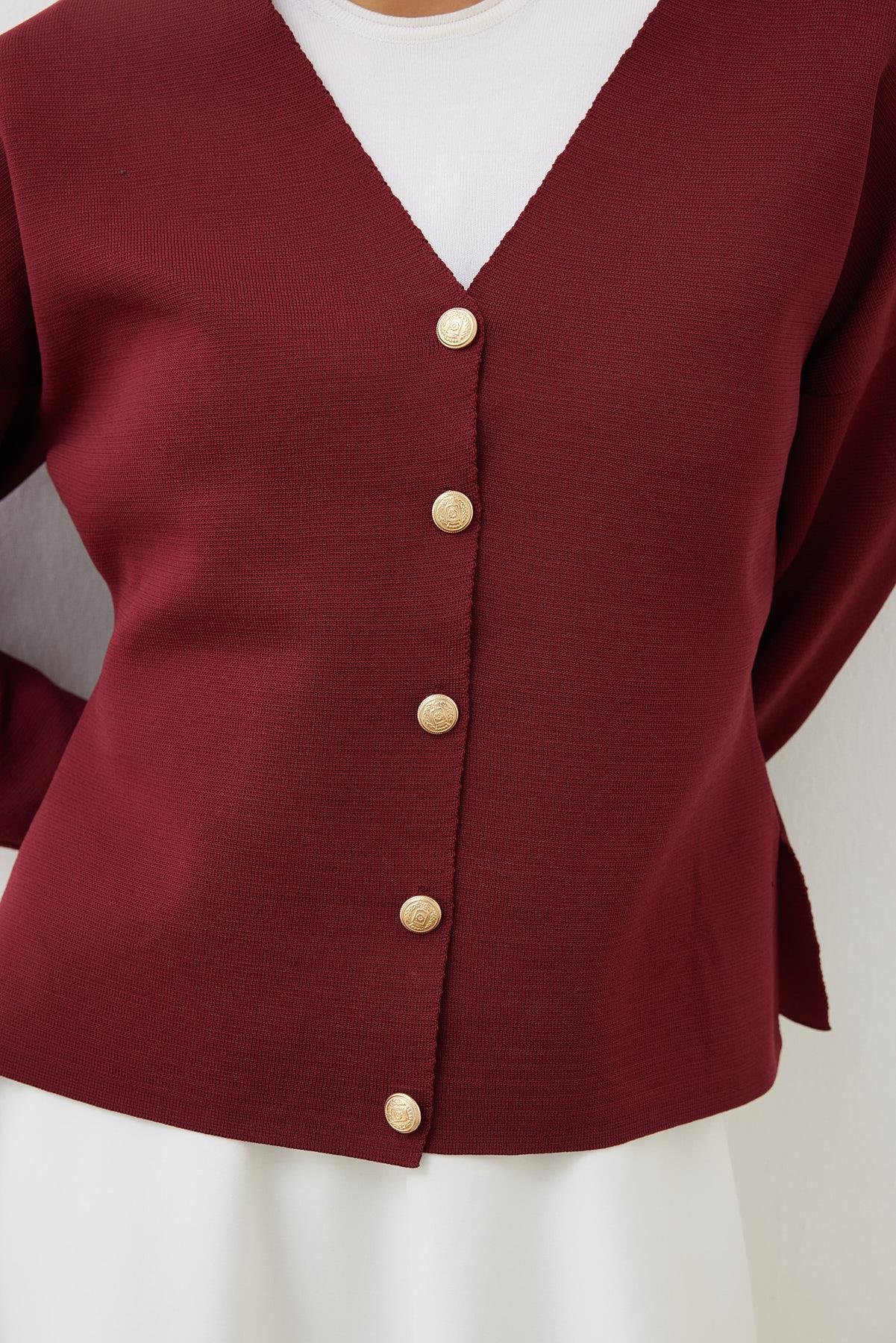 TERA ÇELİK ÖRME TRİKO HIRKA BORDO