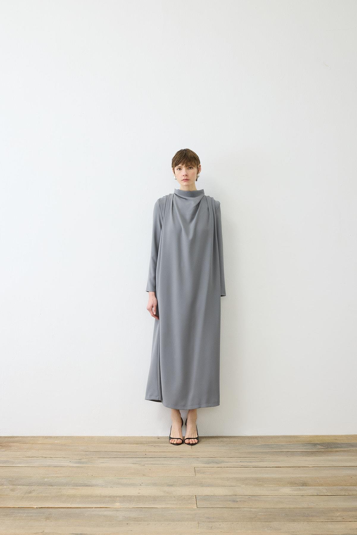 ELEGANT CRPE DRESS ANTHRACITE