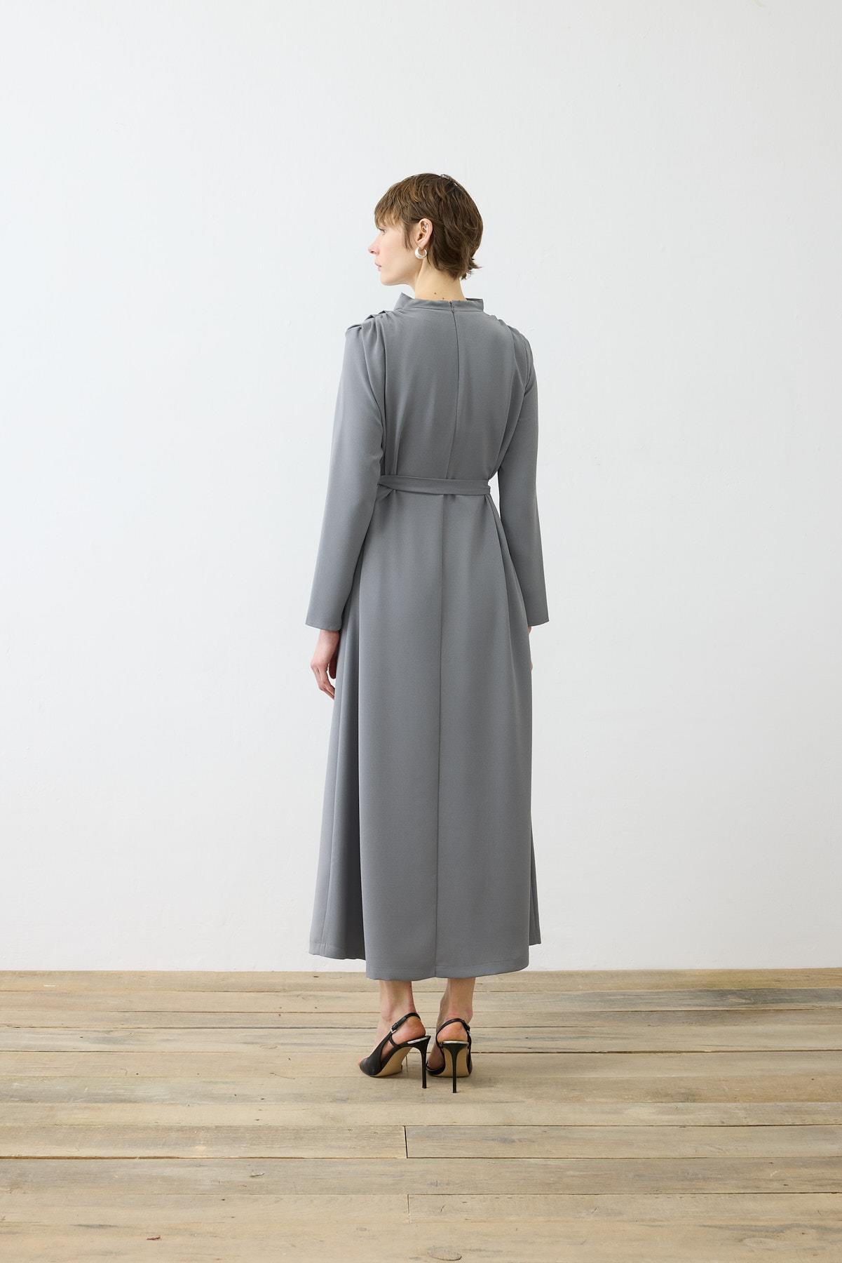 ELEGANT CRPE DRESS ANTHRACITE