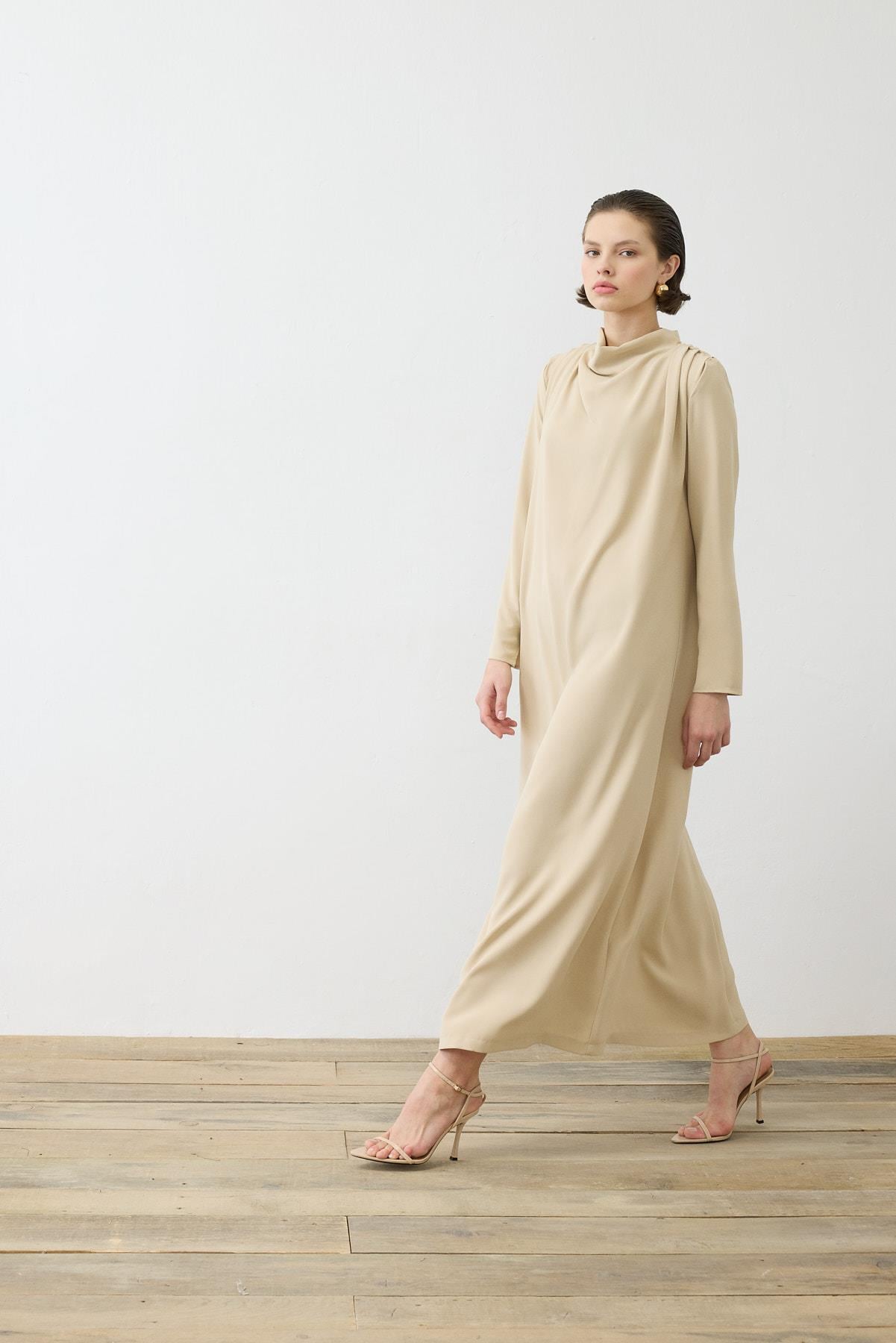 ZARİF CREPE DRESS MINK
