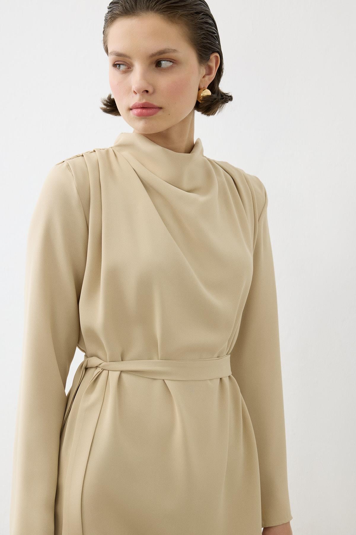 ZARİF CREPE DRESS MINK