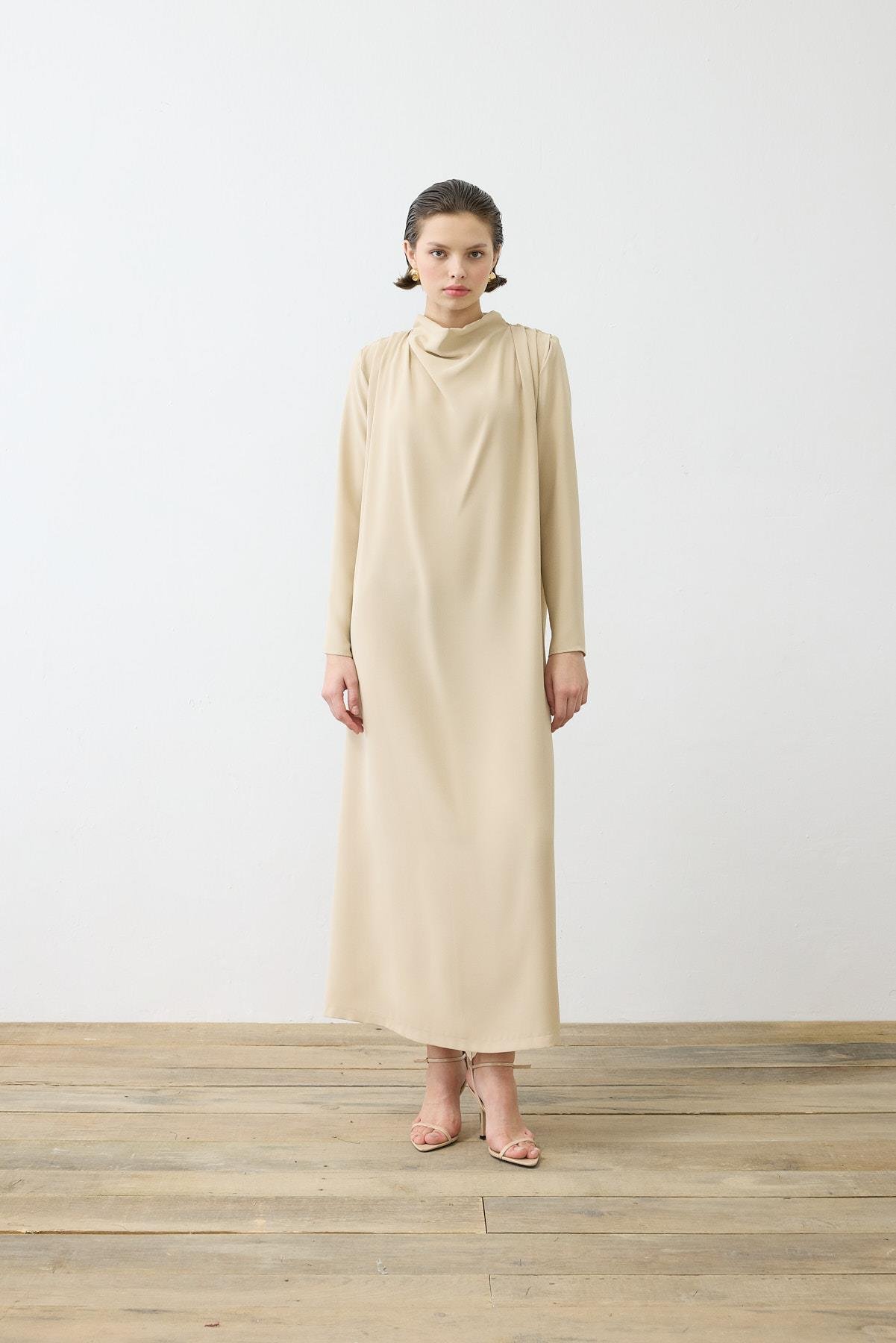 ZARİF CREPE DRESS MINK