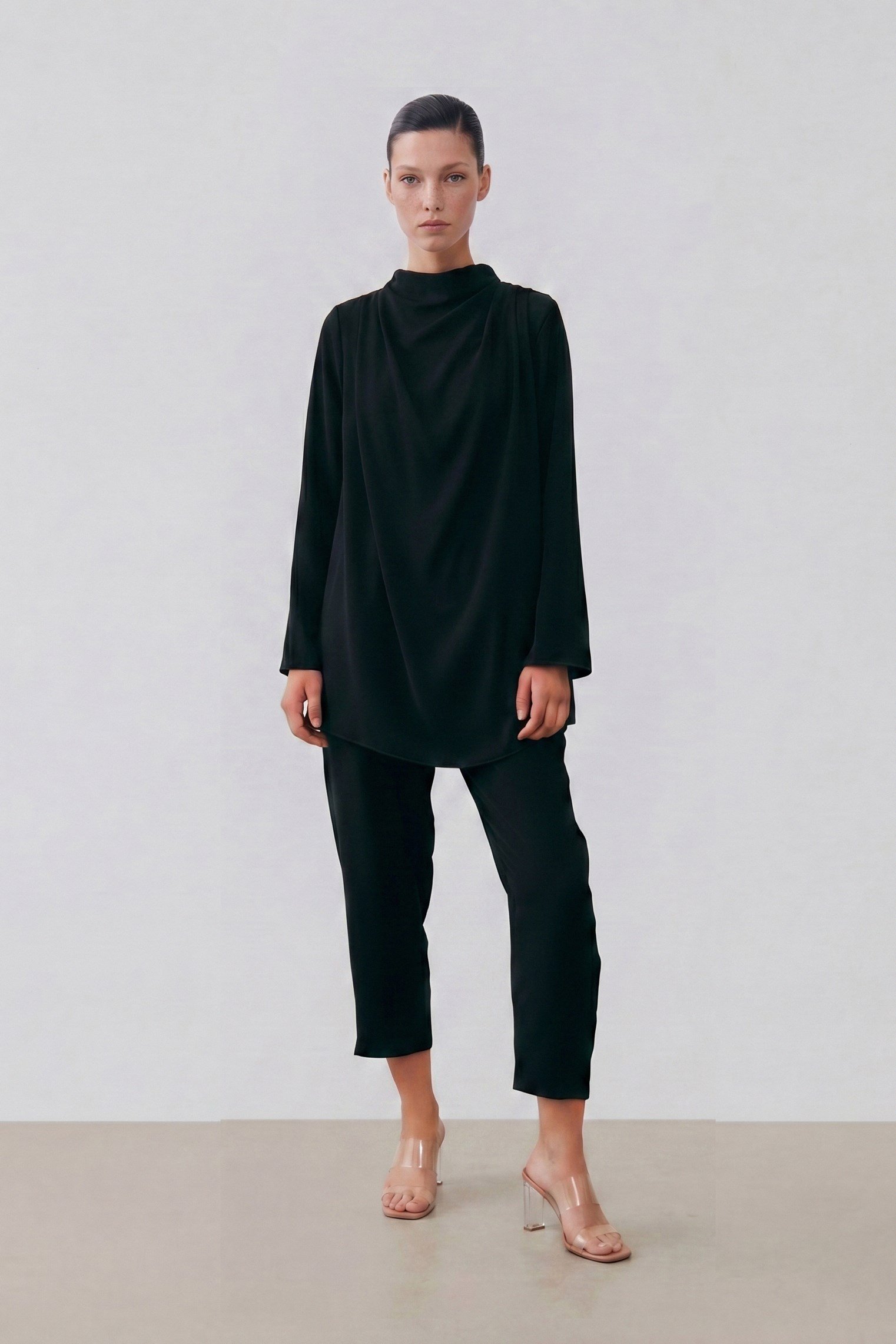 ZARIF CREPE PANTS SET BLACK