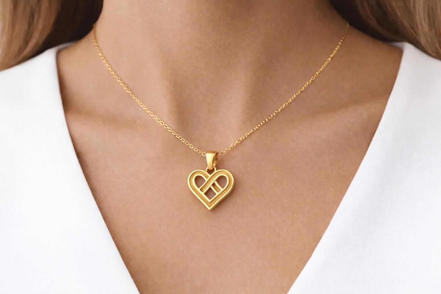 Infinity Heart Necklace – 925 Gold Minimal Luxury Pendant | Likya & Mira Design