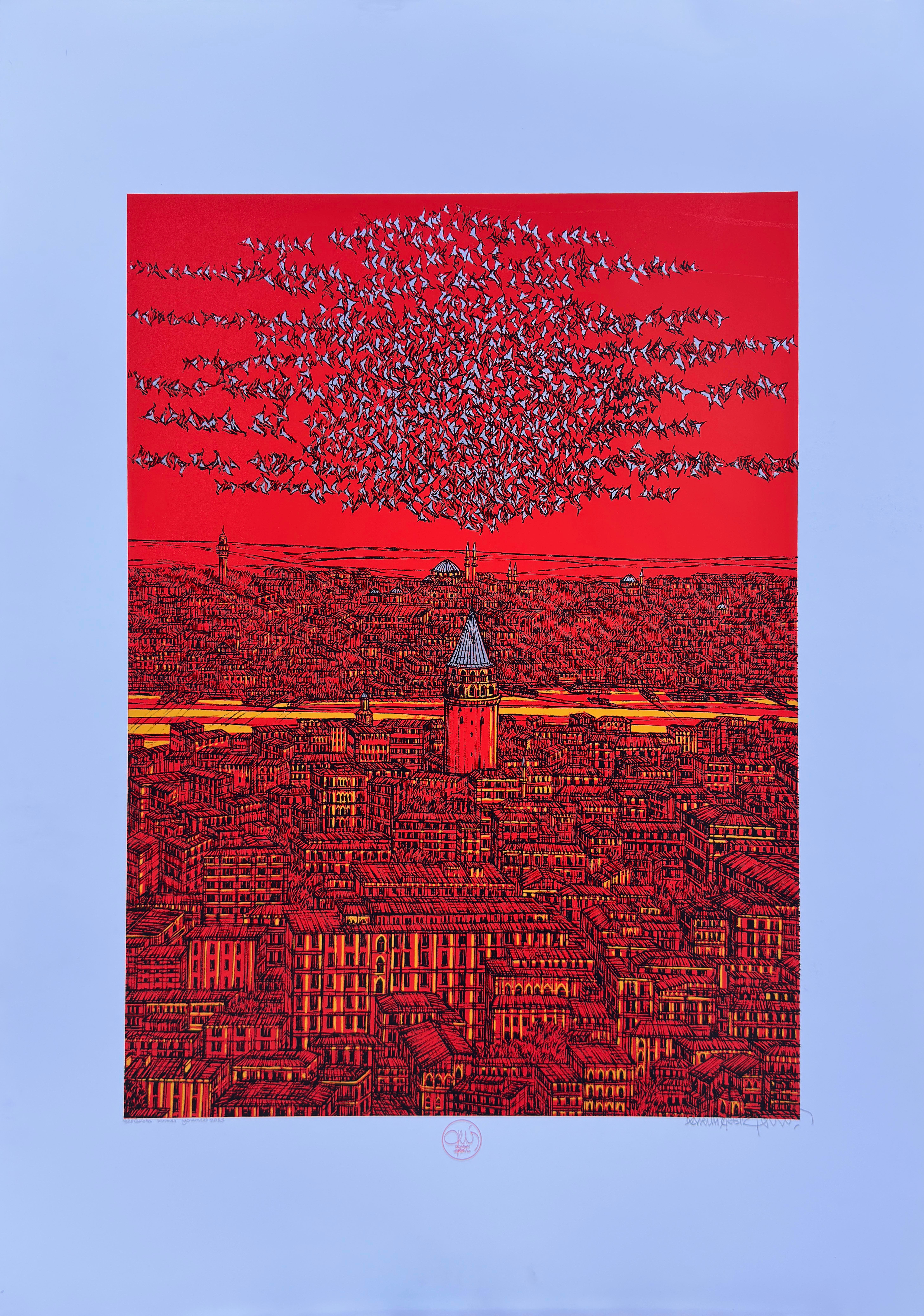  Galata Kırmızı Yorum (İ) 2025 4/25 | DEVRİM ERBİL SERİGRAFİ BASKI