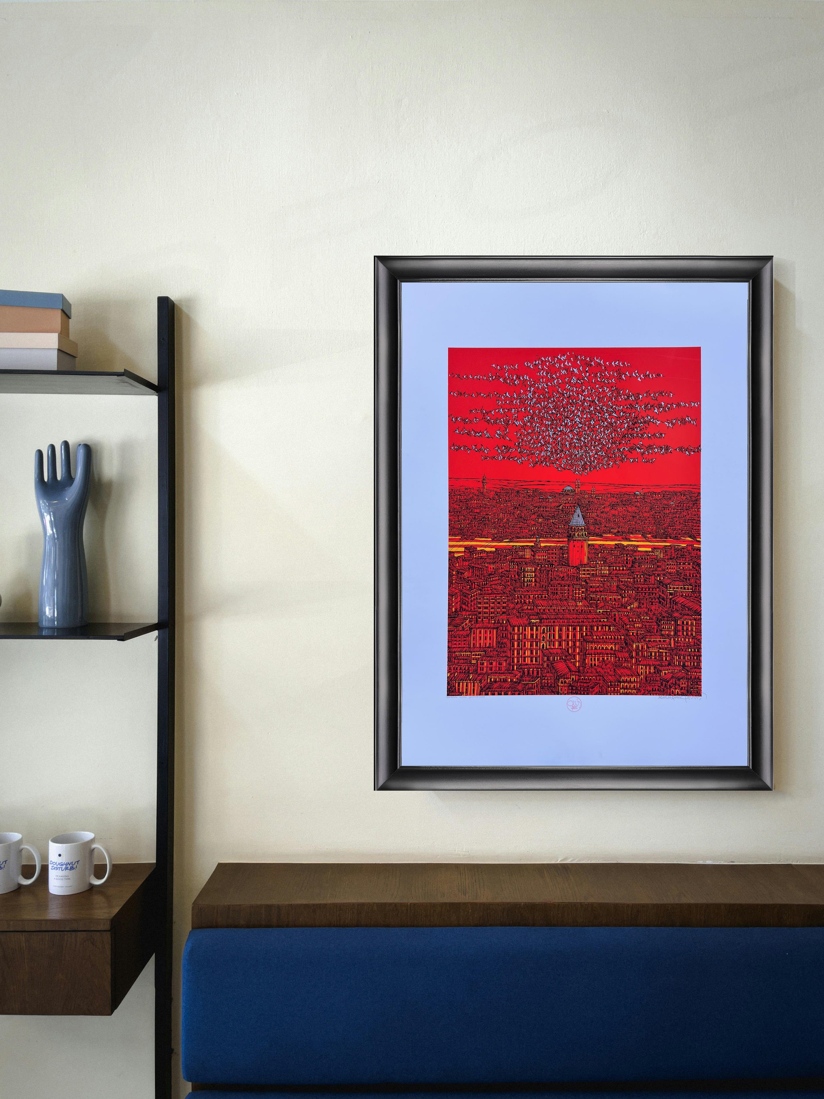  Galata Kırmızı Yorum (İ) 2025 4/25 | DEVRİM ERBİL SERİGRAFİ BASKI