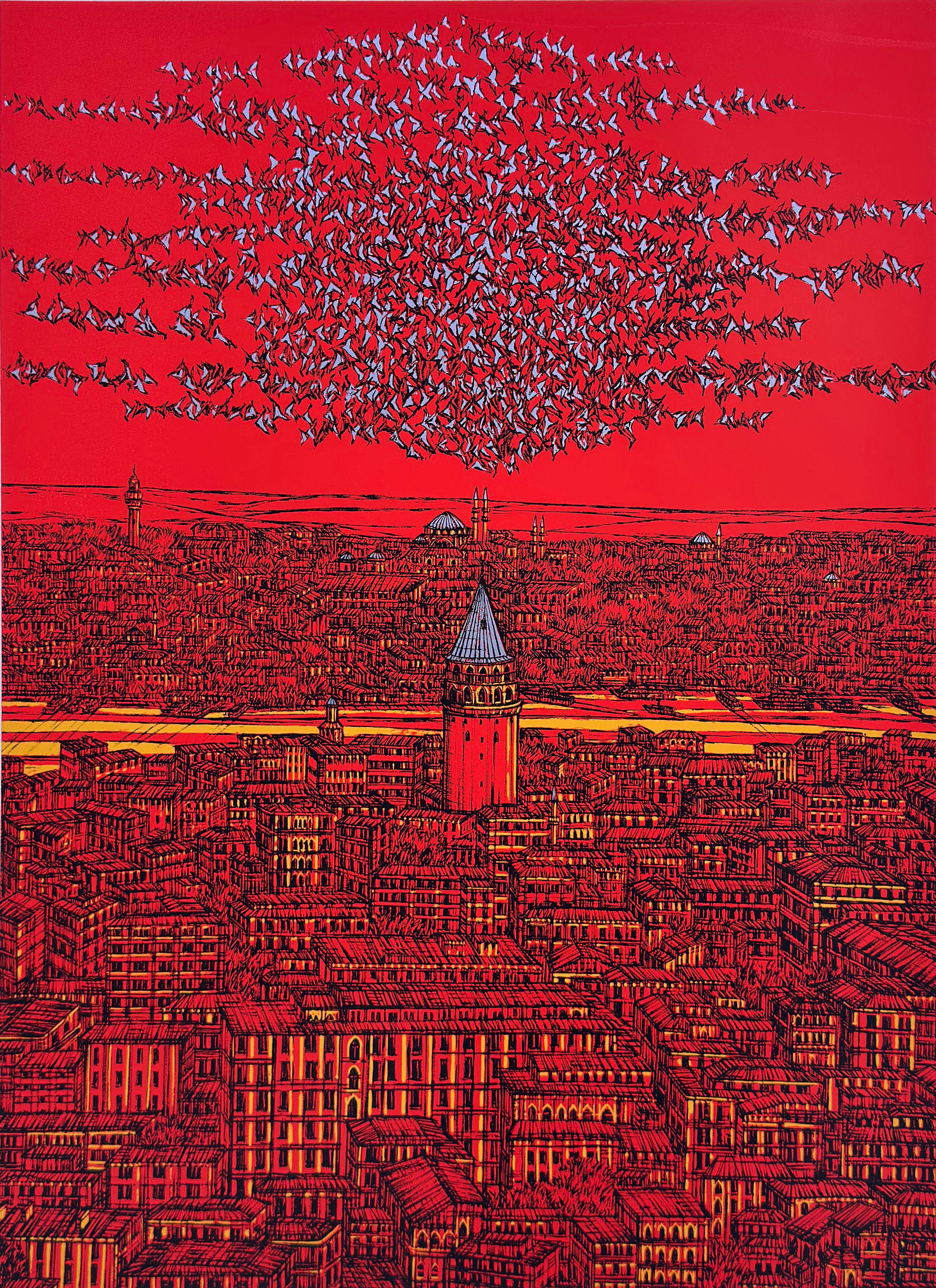  Galata Kırmızı Yorum (İ) 2025 4/25 | DEVRİM ERBİL SERİGRAFİ BASKI