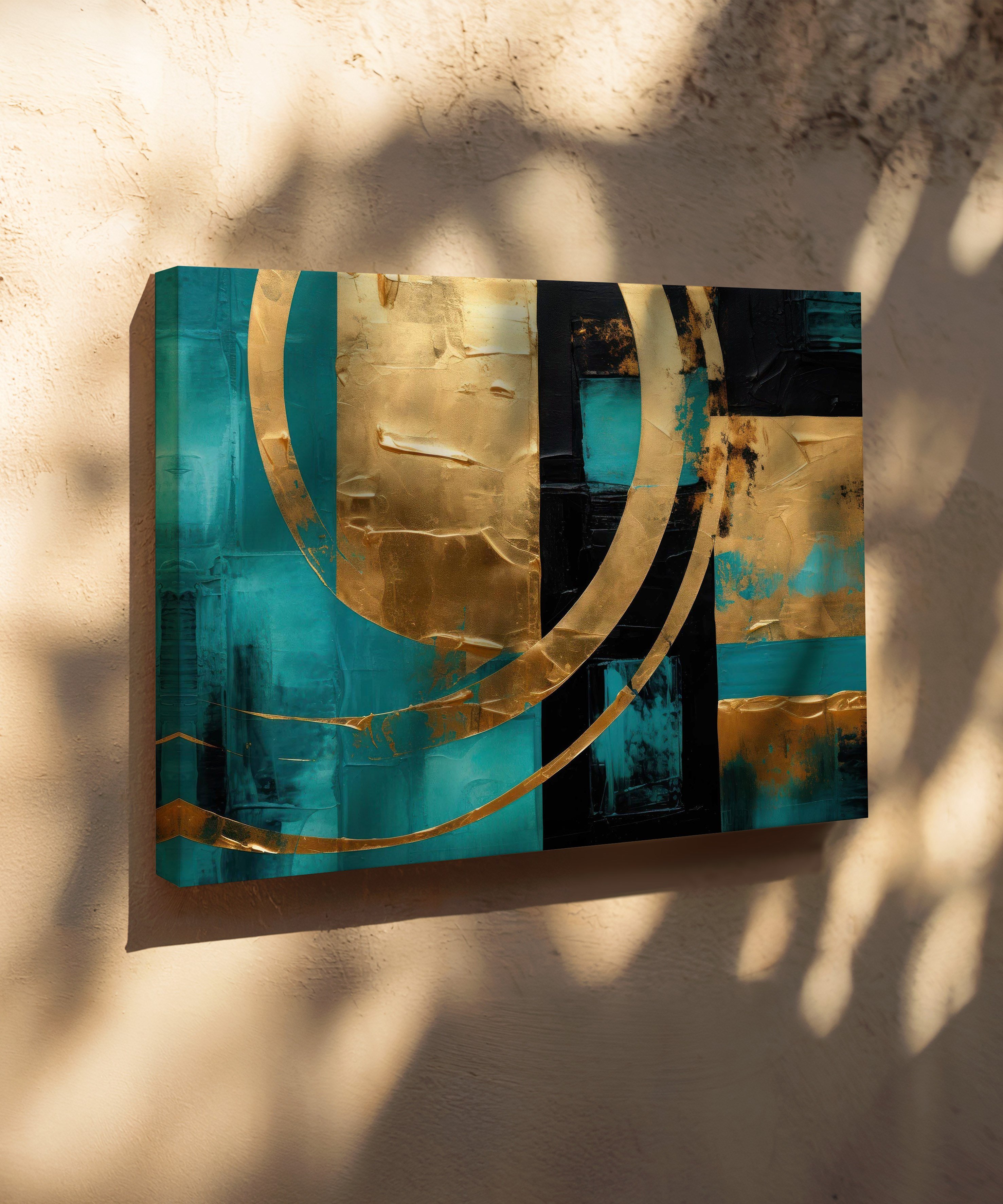  Lux Turkuaz Altın 5 | Yağlıboya dokulu canvas baskı