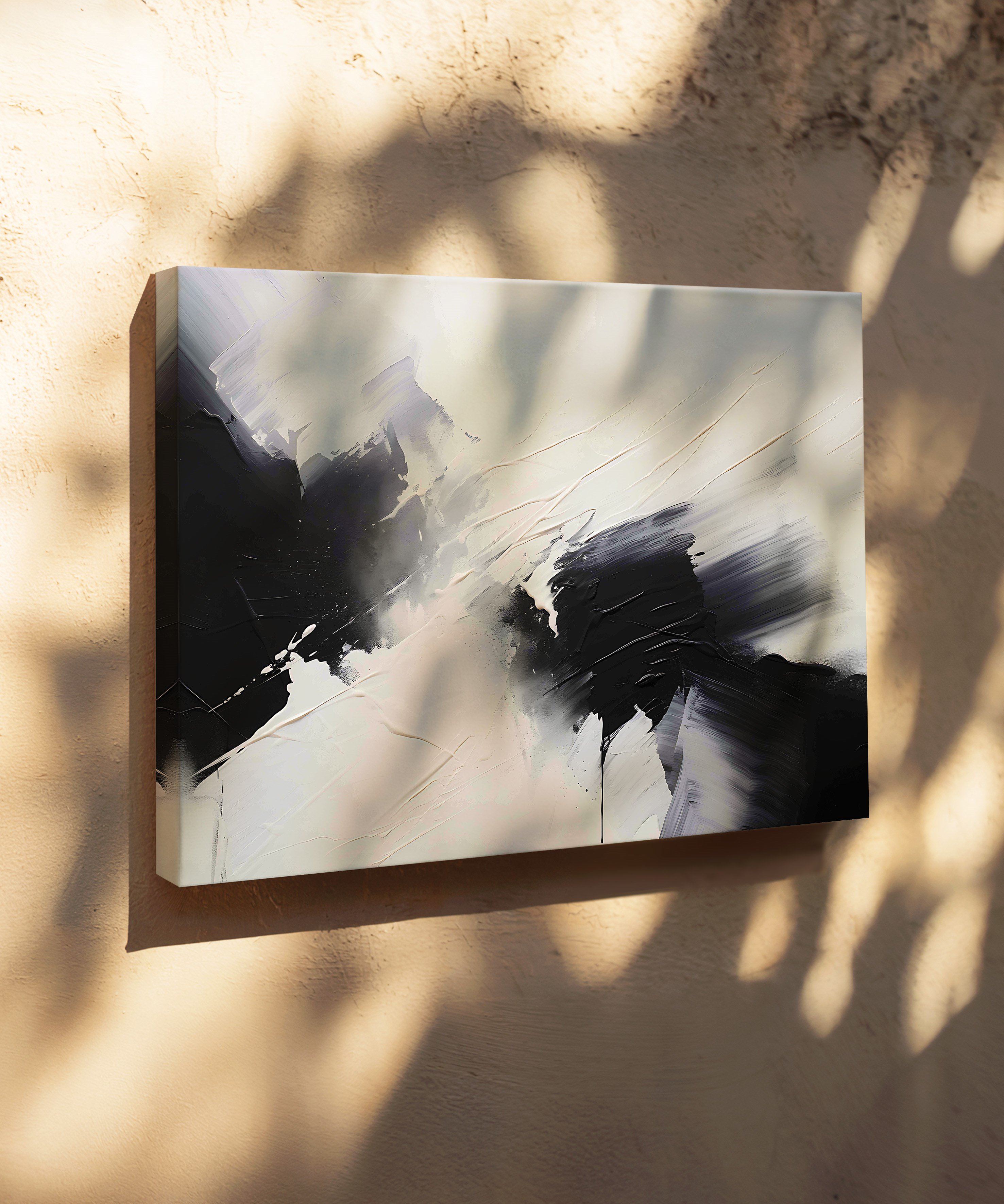 Abstract black and white | Yağlıboya dokulu canvas baskı