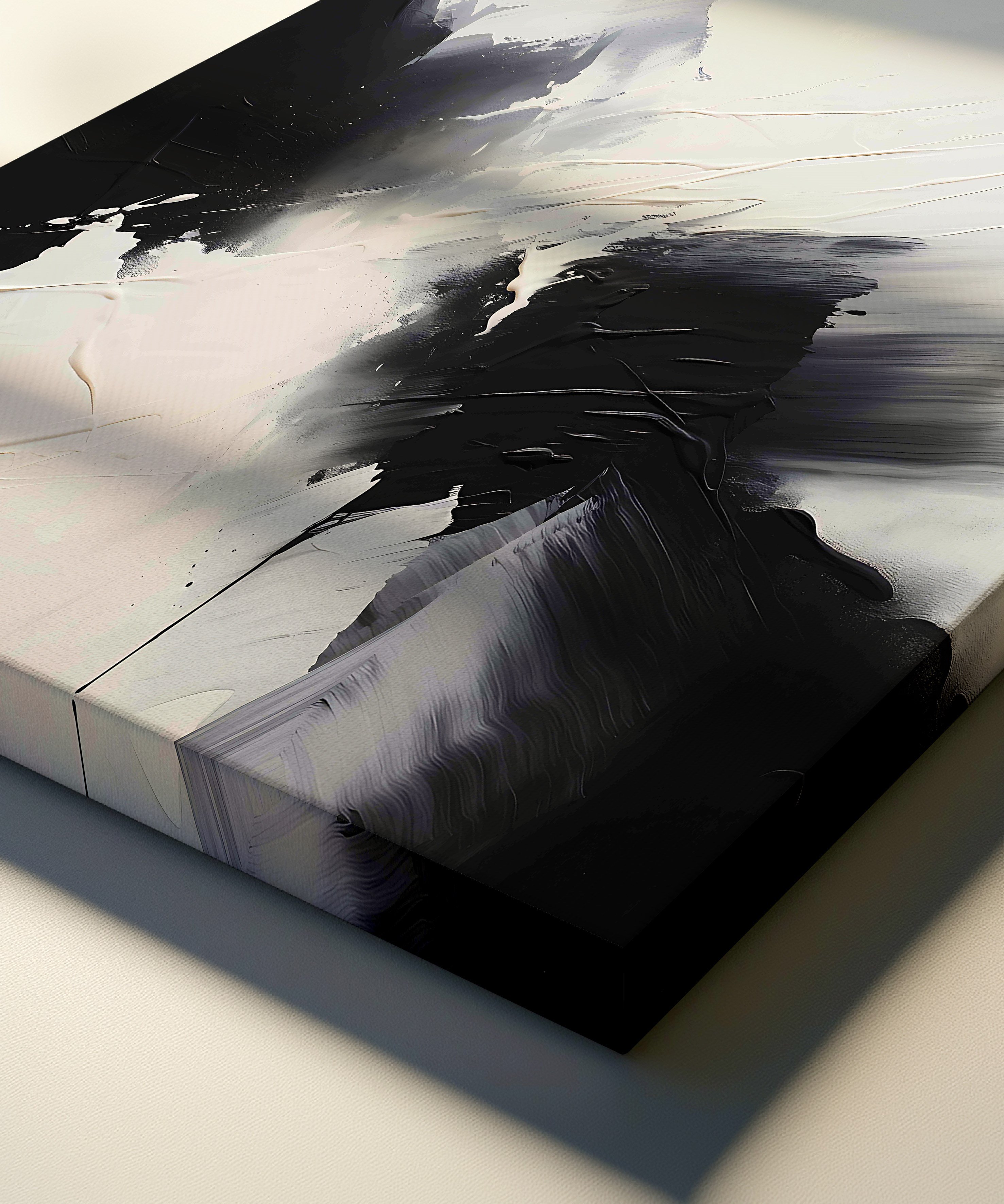 Abstract black and white | Yağlıboya dokulu canvas baskı