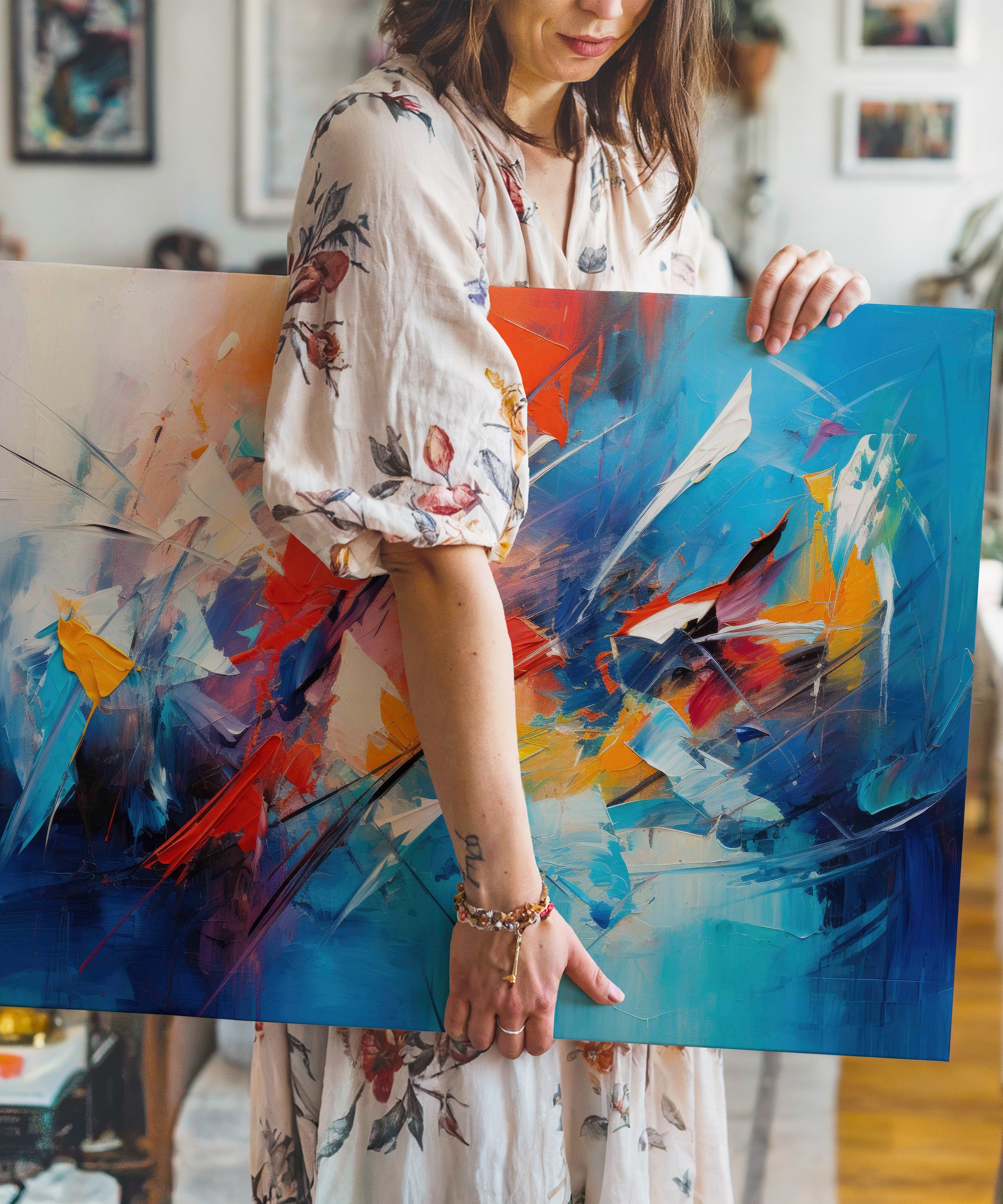 Abstract Linear | Yağlıboya dokulu canvas baskı