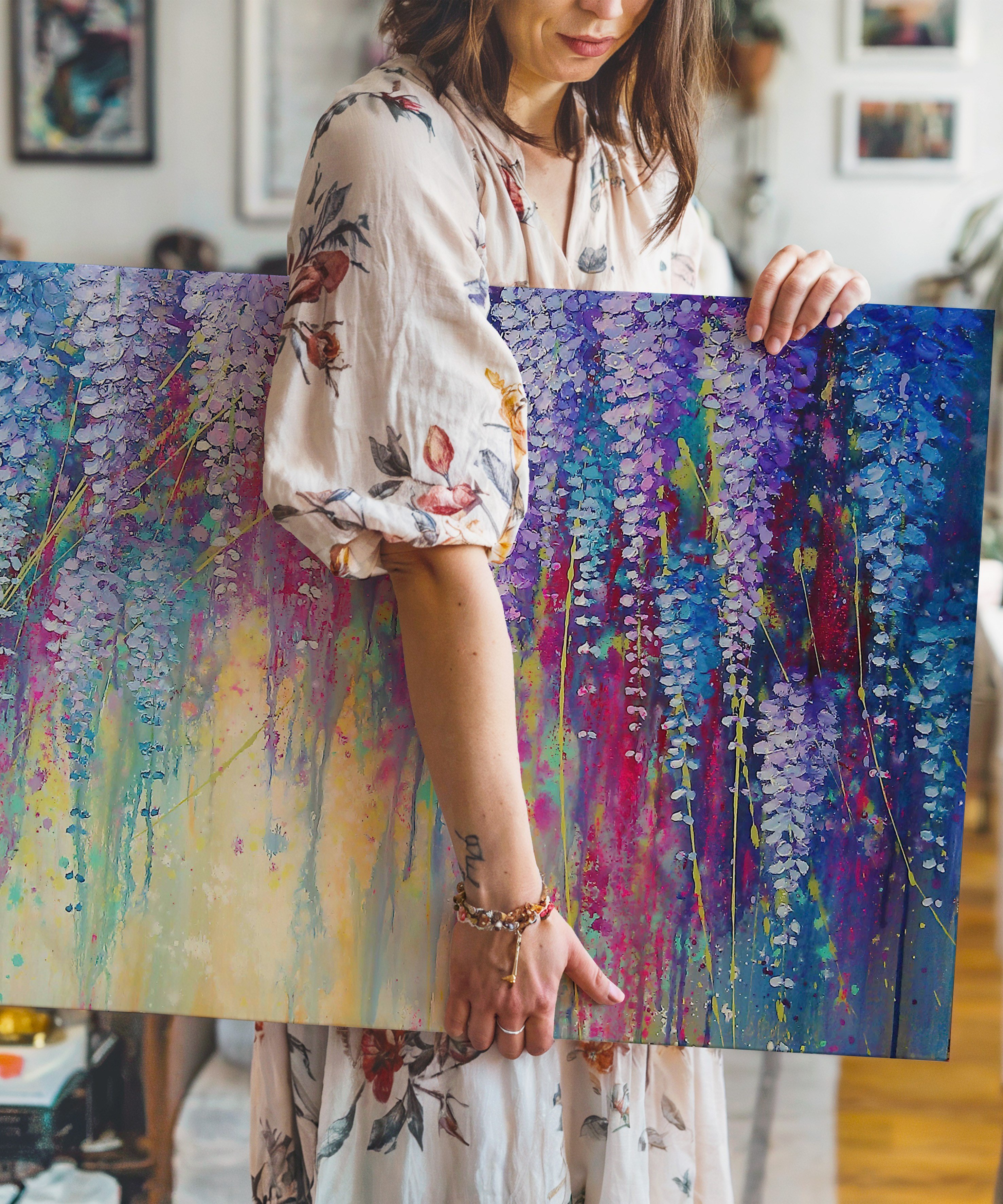 Akasyalar | Yağlıboya dokulu canvas baskı