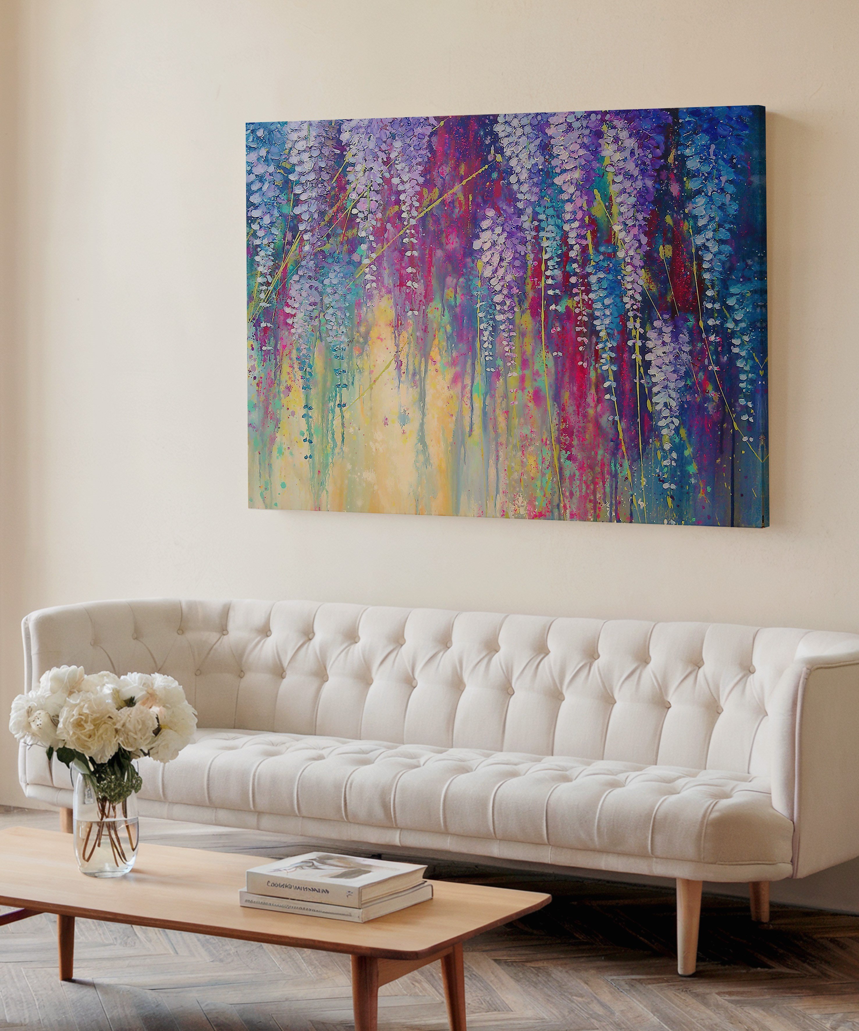 Akasyalar | Yağlıboya dokulu canvas baskı