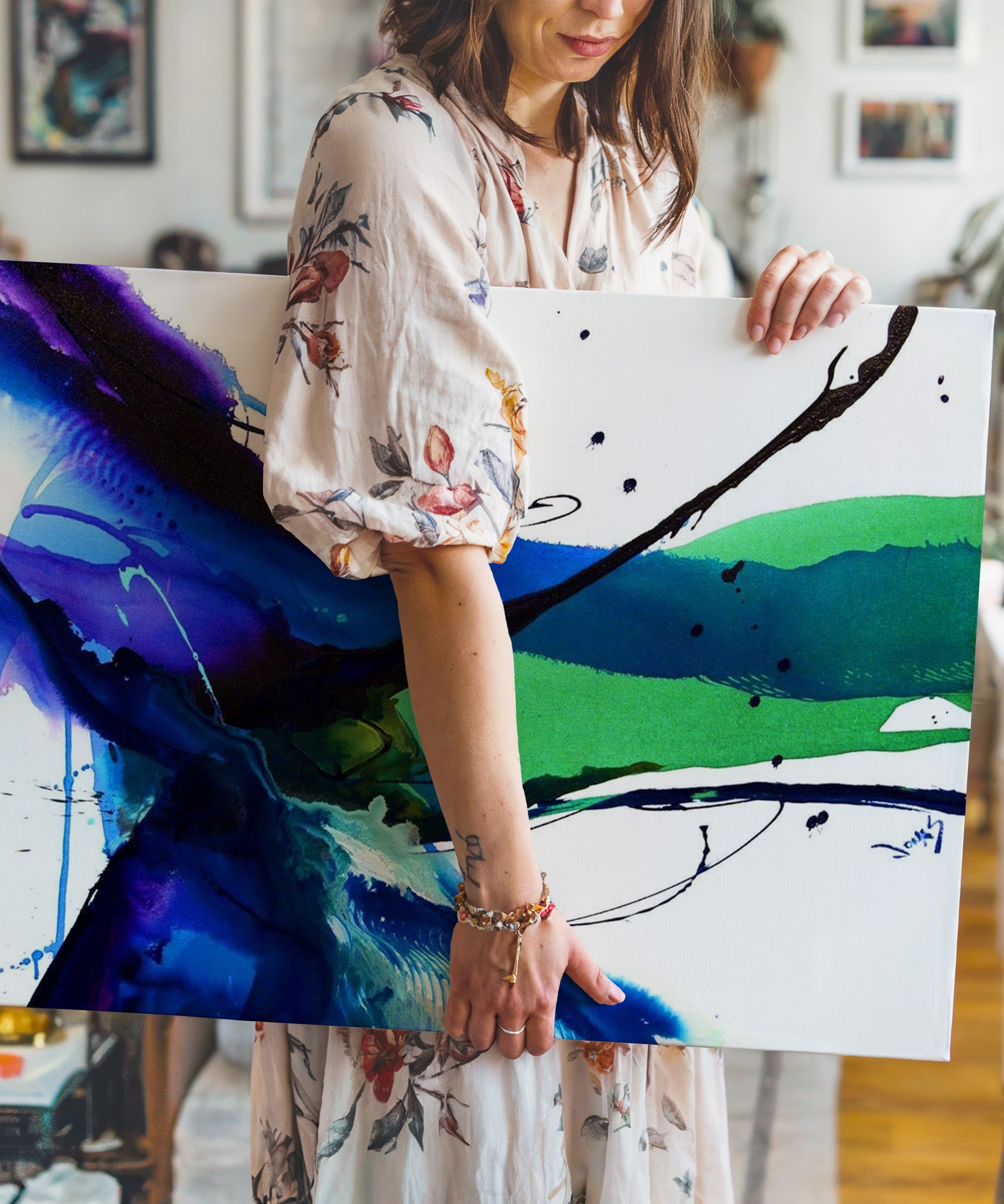 Akışın İzleri | Yağlı Boya Dokulu Canvas Baskı
