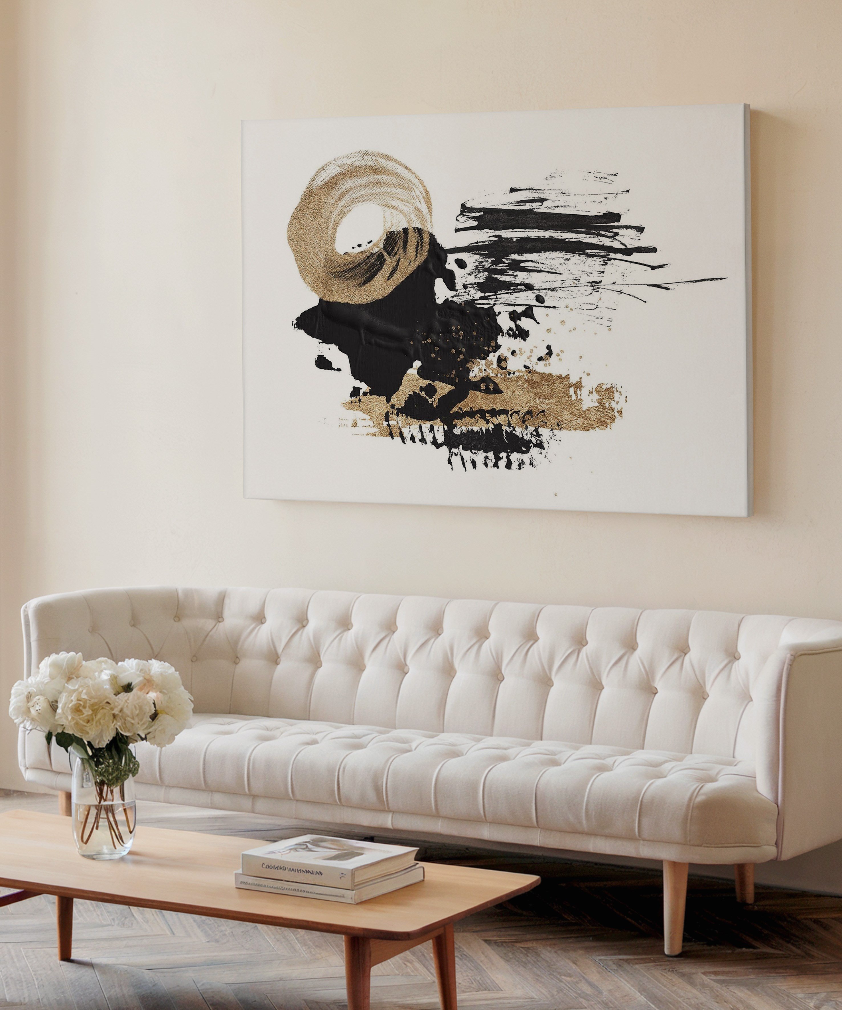 Altın Denge | Yağlı Boya Dokulu Canvas Baskı