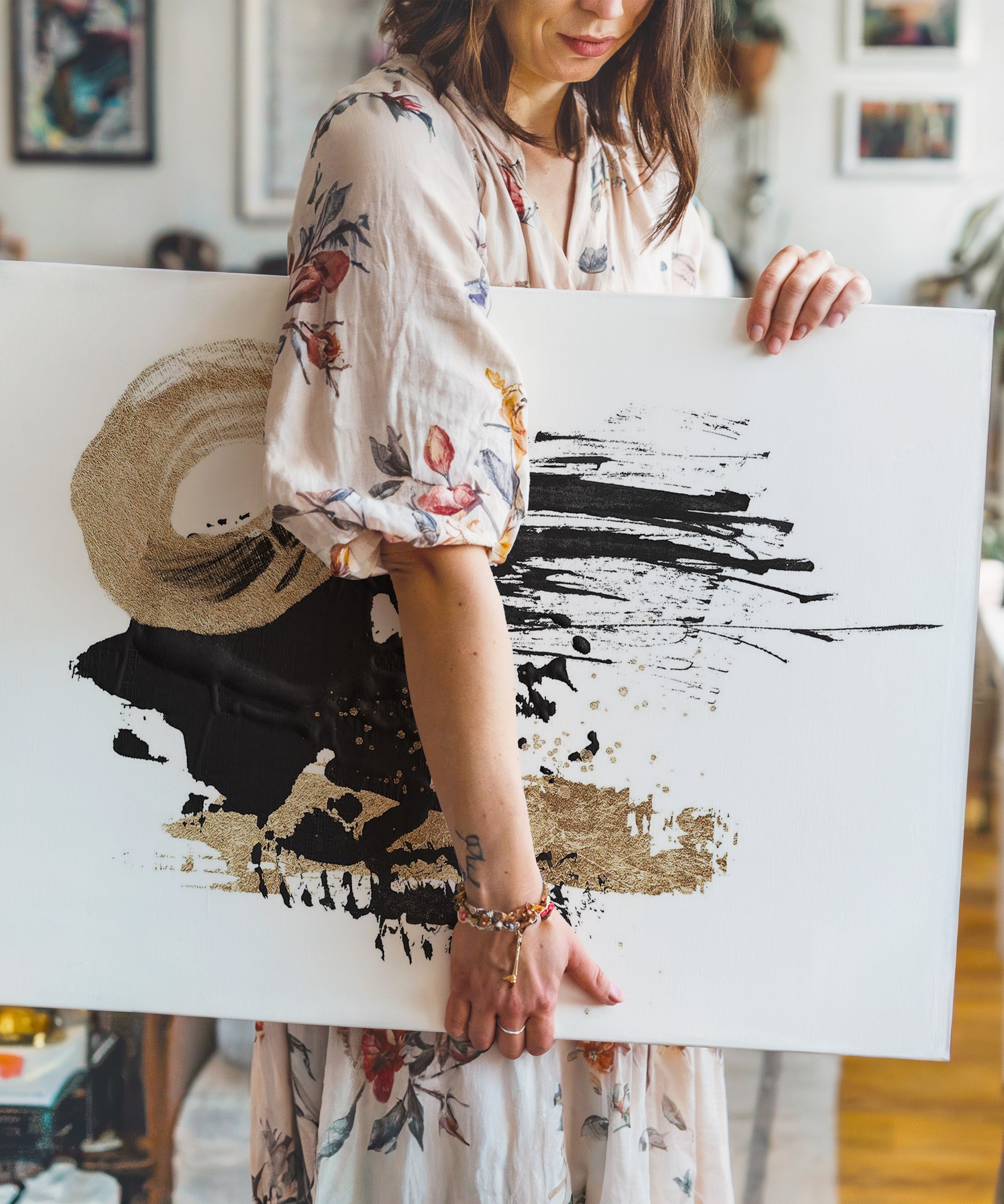 Altın Denge | Yağlı Boya Dokulu Canvas Baskı