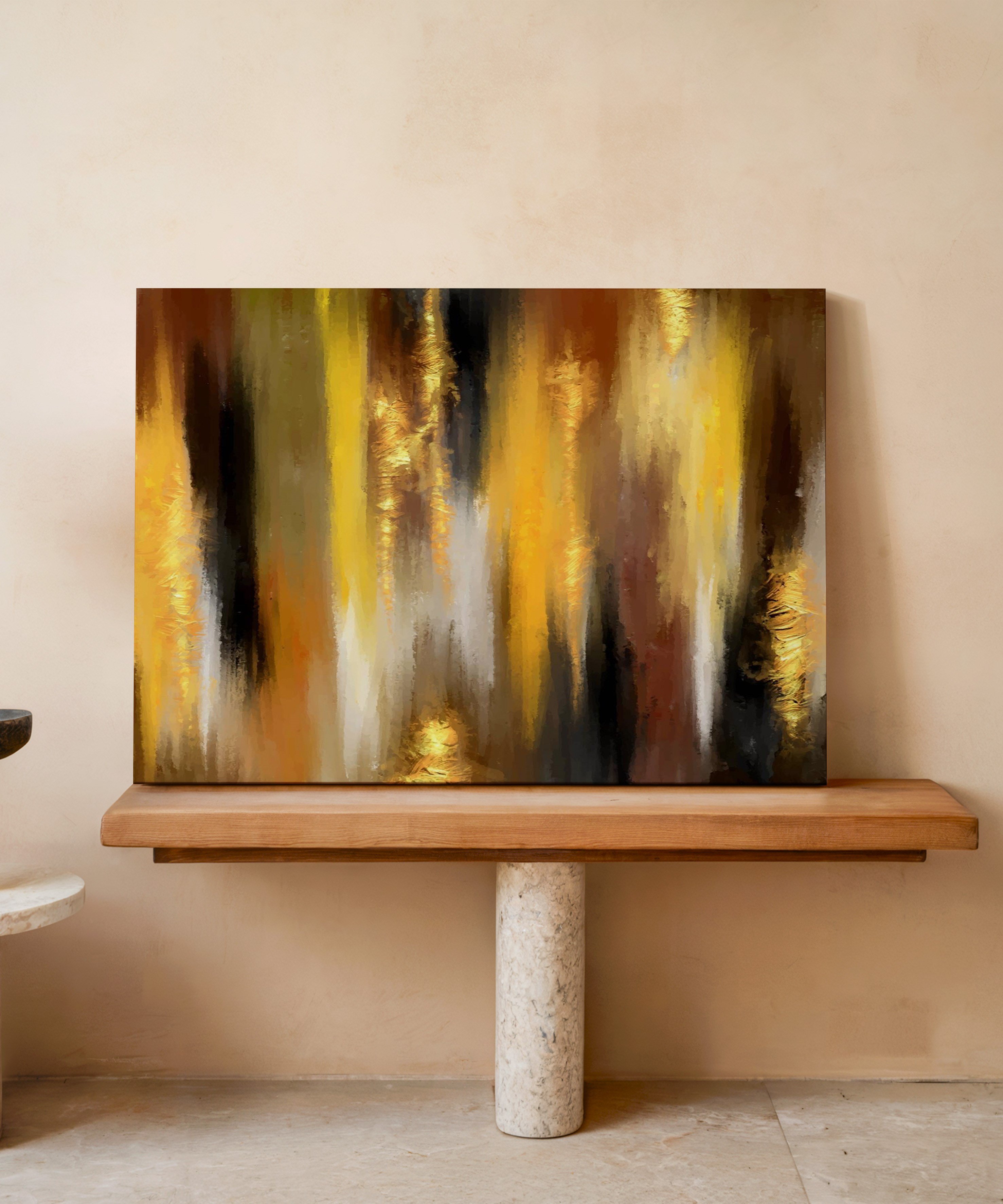 Altın Dinginlik | Yağlı Boya Dokulu Canvas Baskı