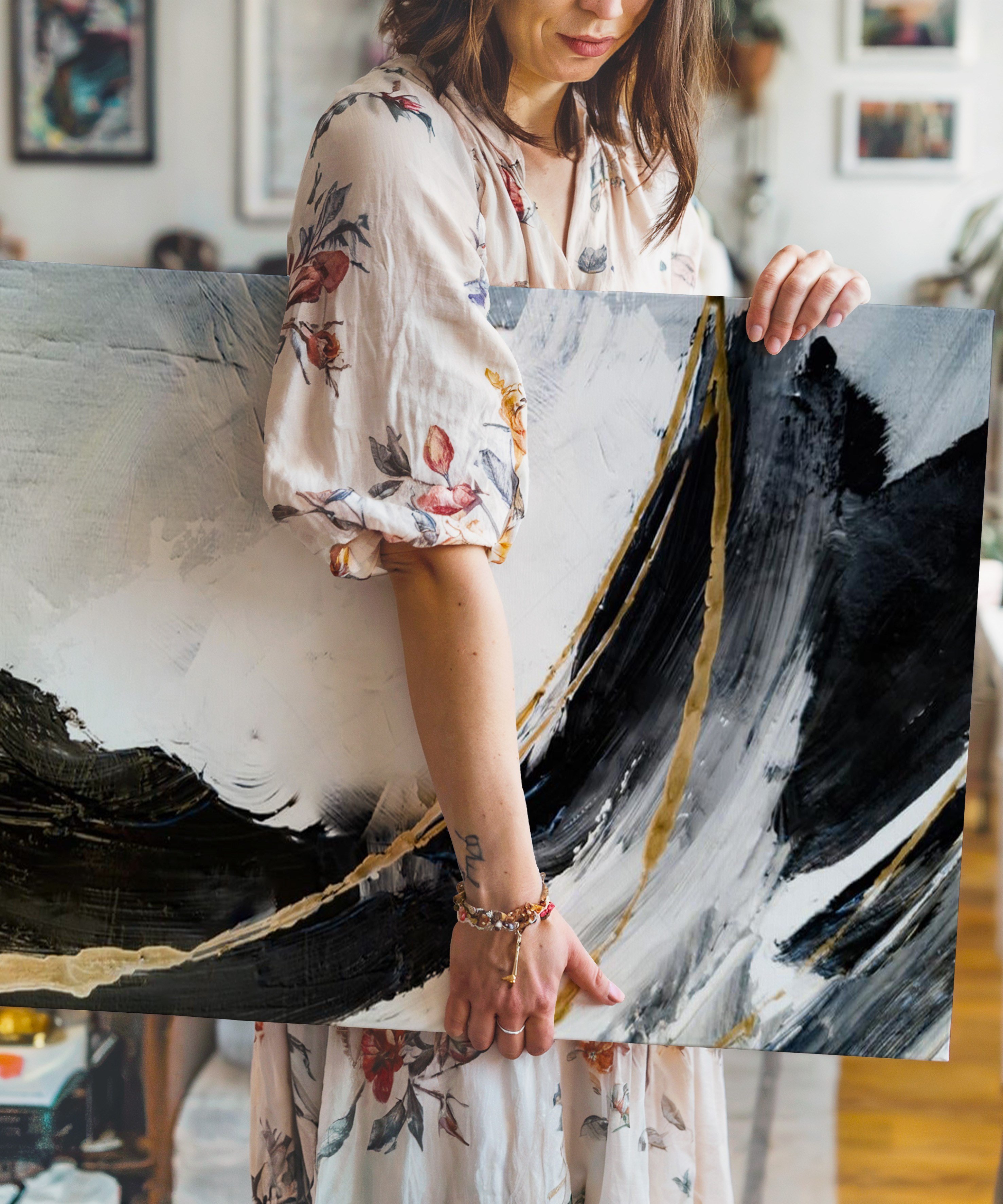 Altın Fırça | Yağlıboya dokulu canvas baskı