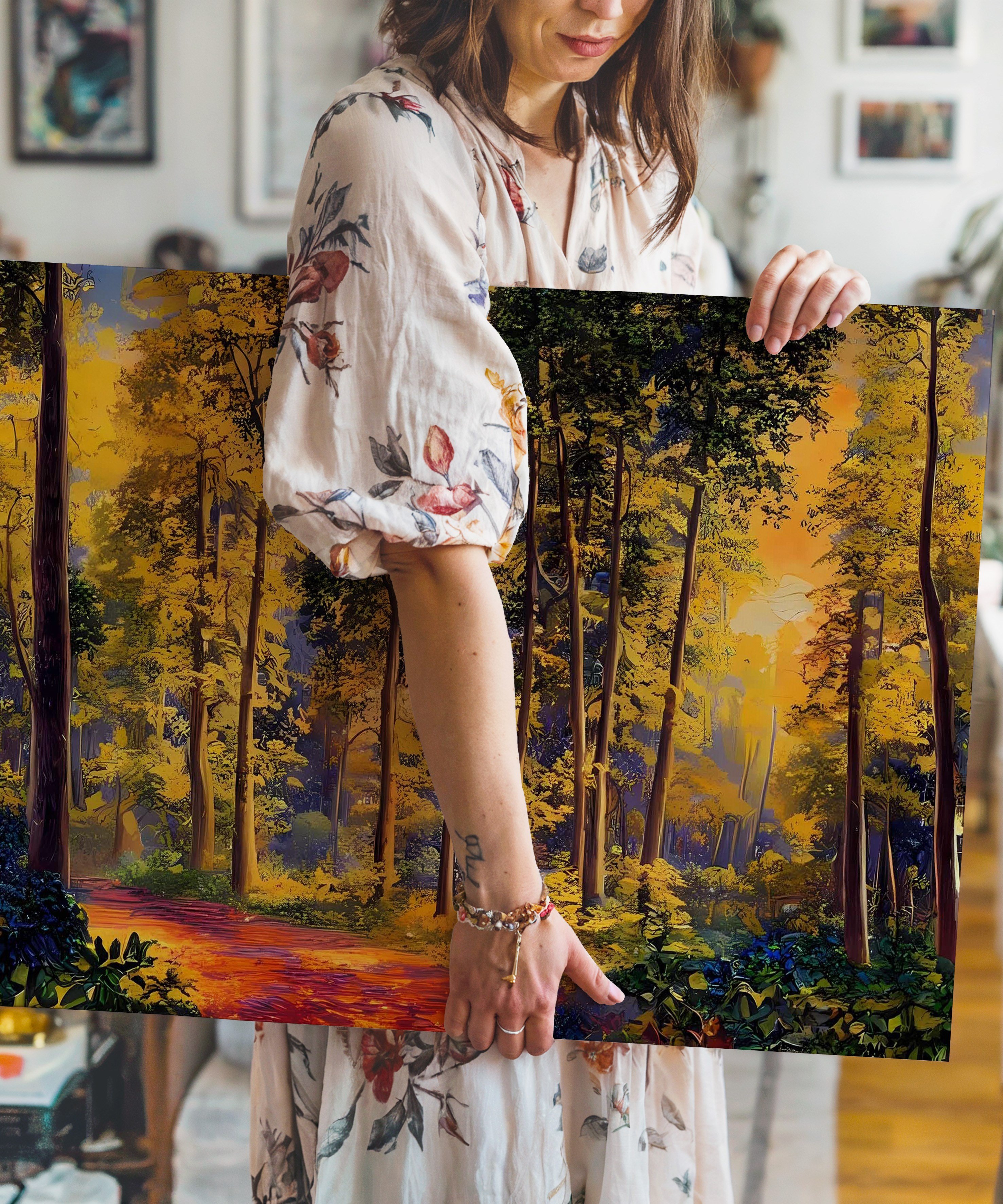 Altın Patika | Yağlı Boya Dokulu Canvas Baskı