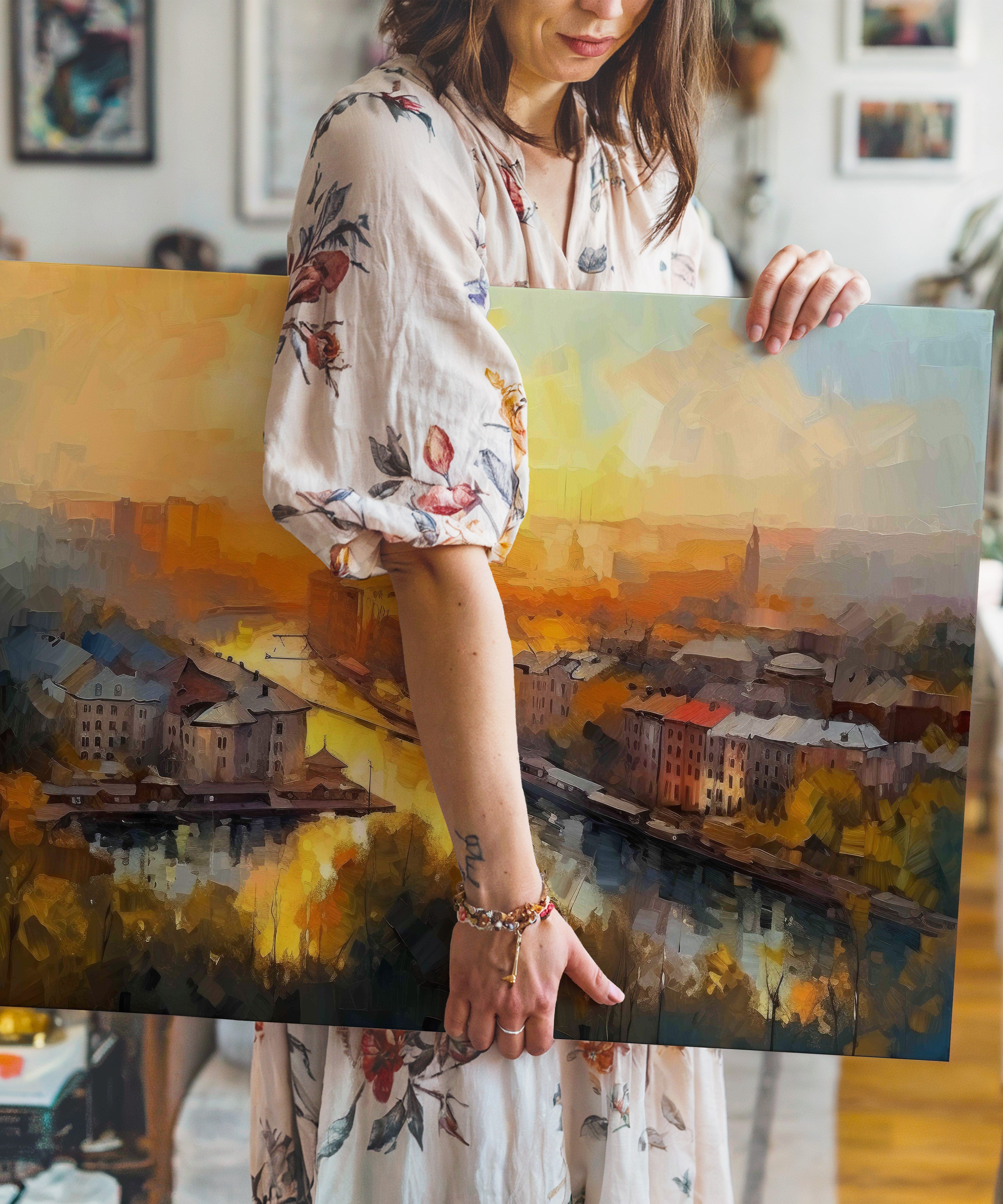 Altın Saatte İstanbul | Yağlı Boya Dokulu Canvas Baskı