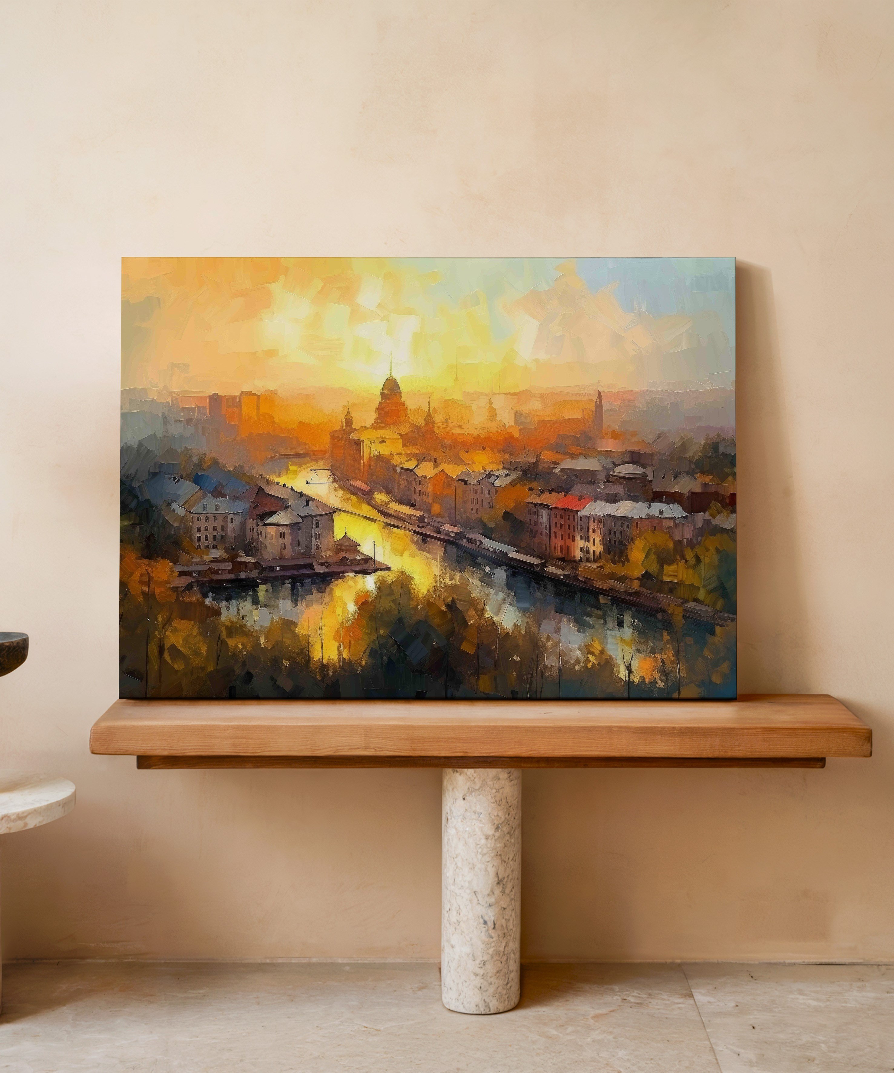Altın Saatte İstanbul | Yağlı Boya Dokulu Canvas Baskı