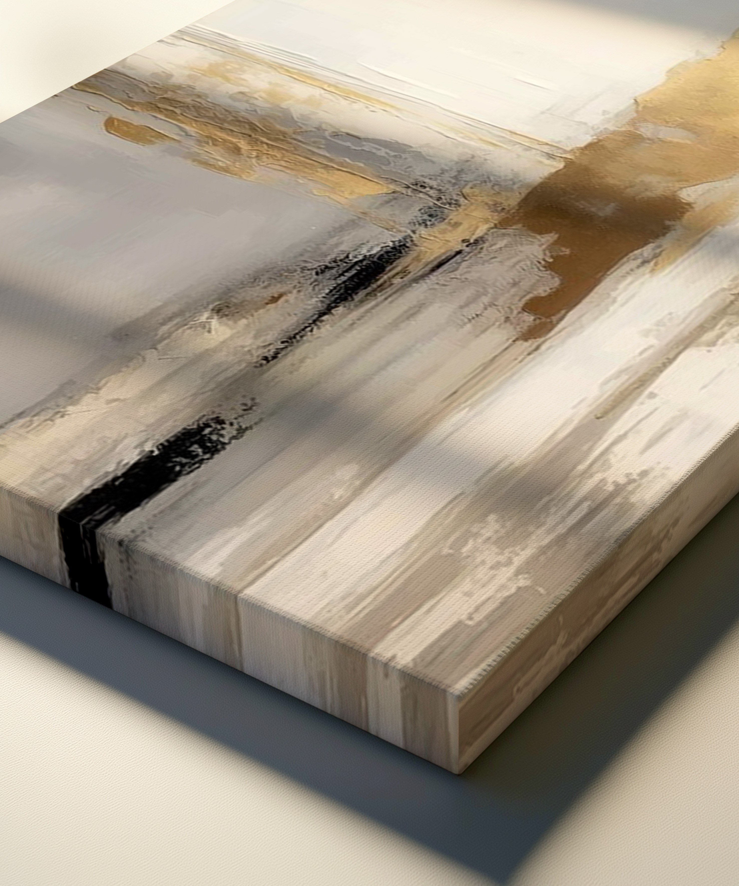 Altın Soyut Sanat | Yağlıboya dokulu canvas baskı