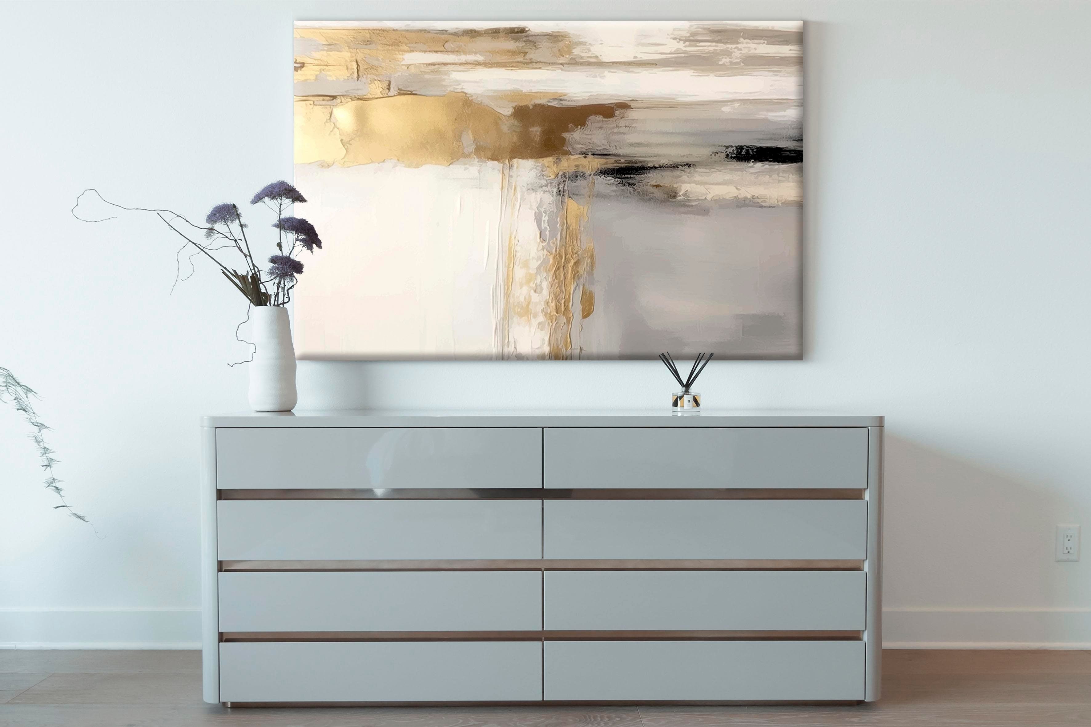 Altın Soyut Sanat | Yağlıboya dokulu canvas baskı