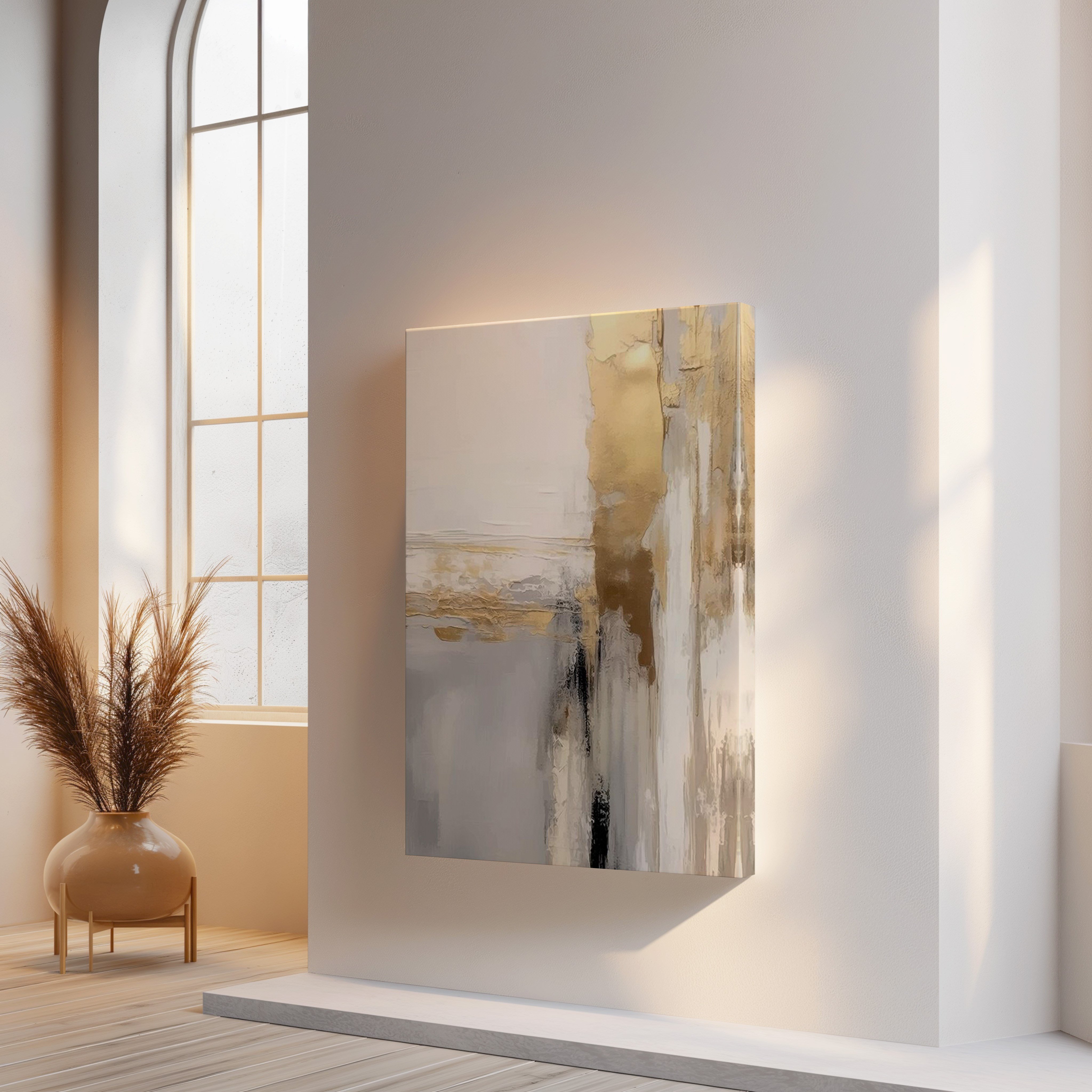 Altın Soyut Sanat | Yağlıboya dokulu canvas baskı