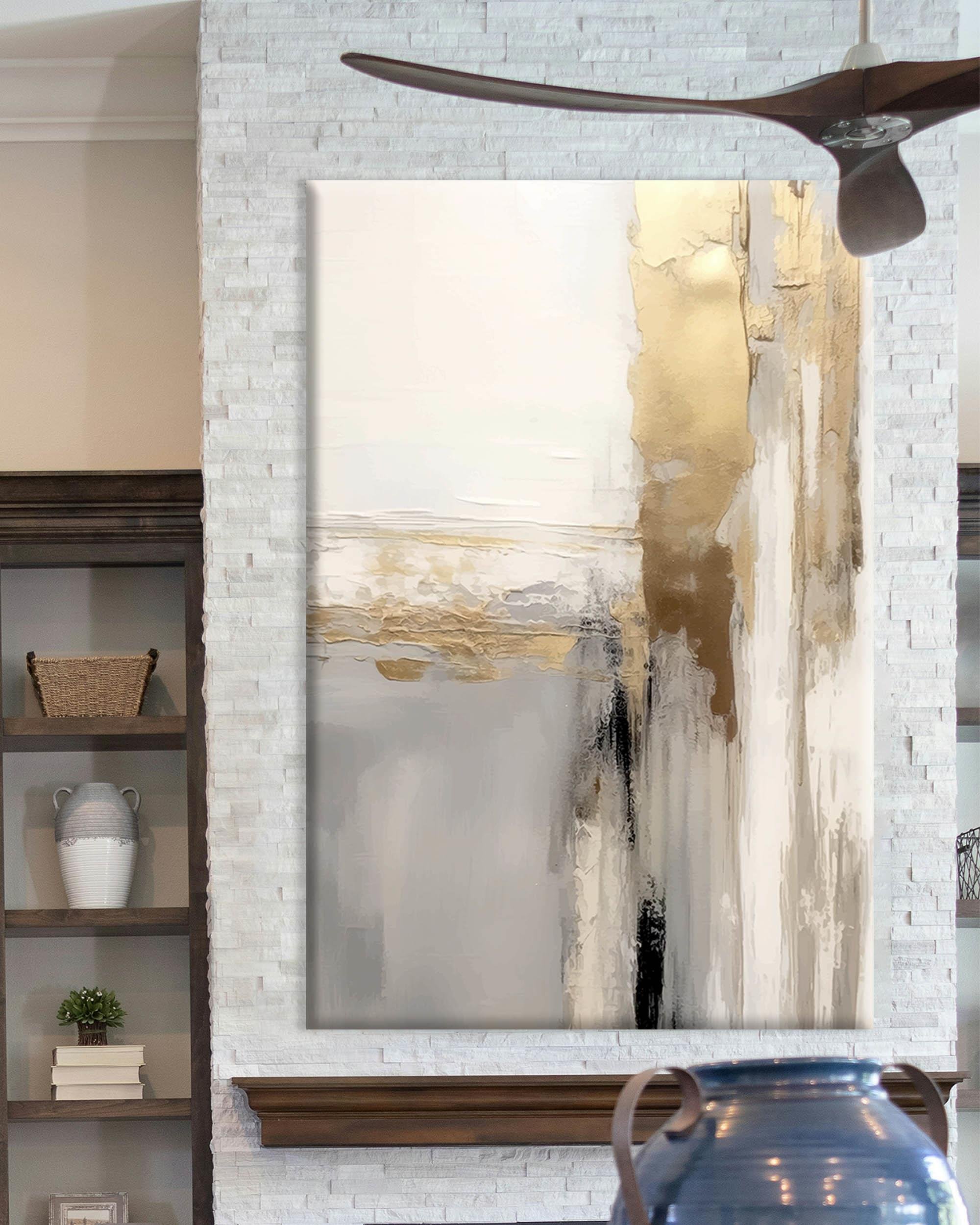 Altın Soyut Sanat | Yağlıboya dokulu canvas baskı