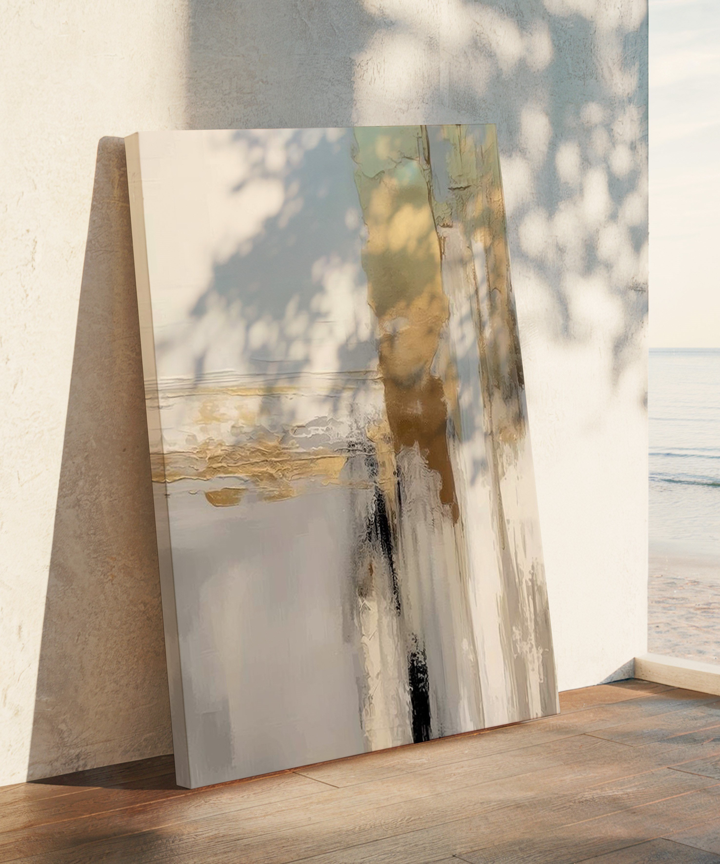 Altın Soyut Sanat | Yağlıboya dokulu canvas baskı
