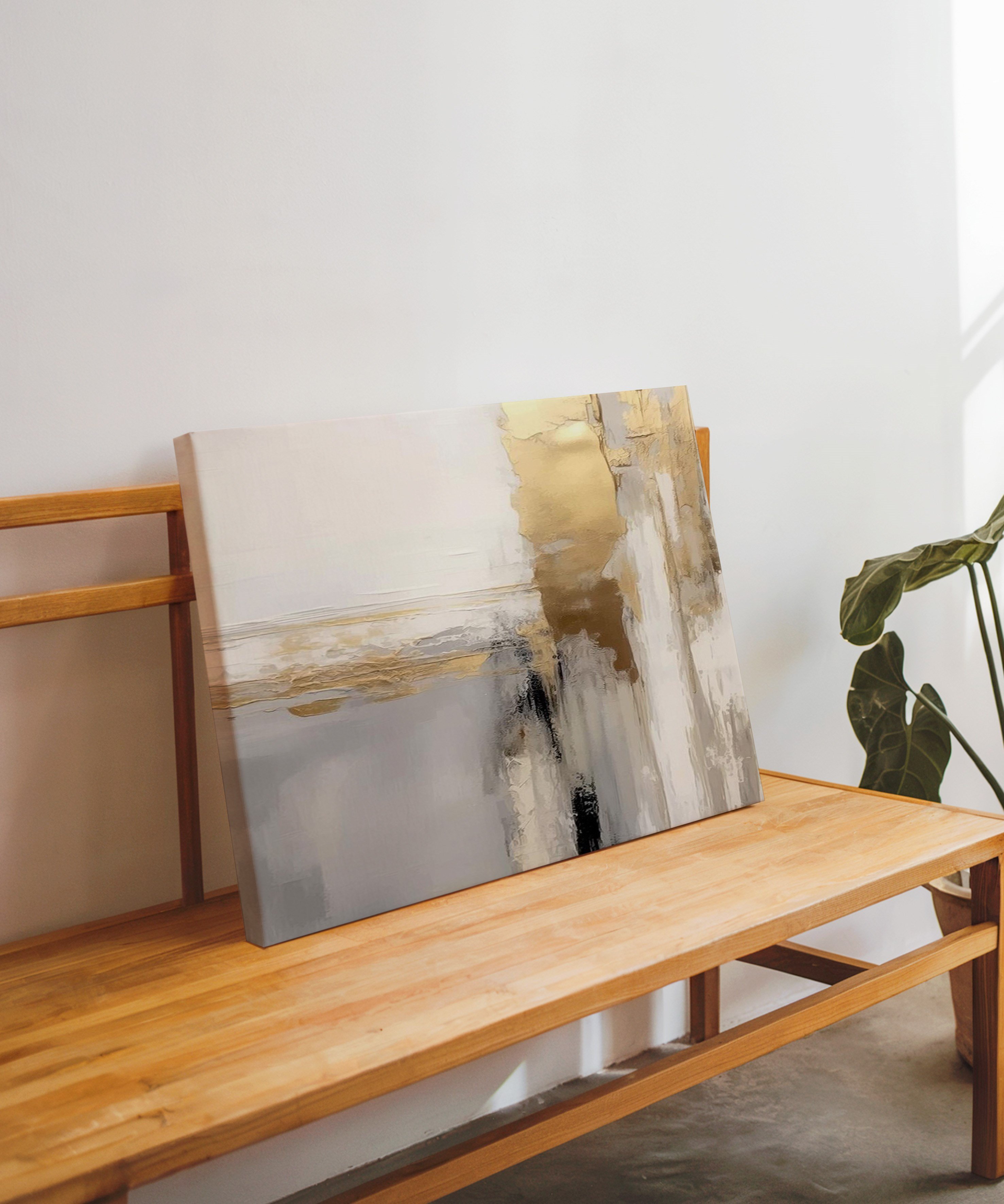 Altın Soyut Sanat | Yağlıboya dokulu canvas baskı