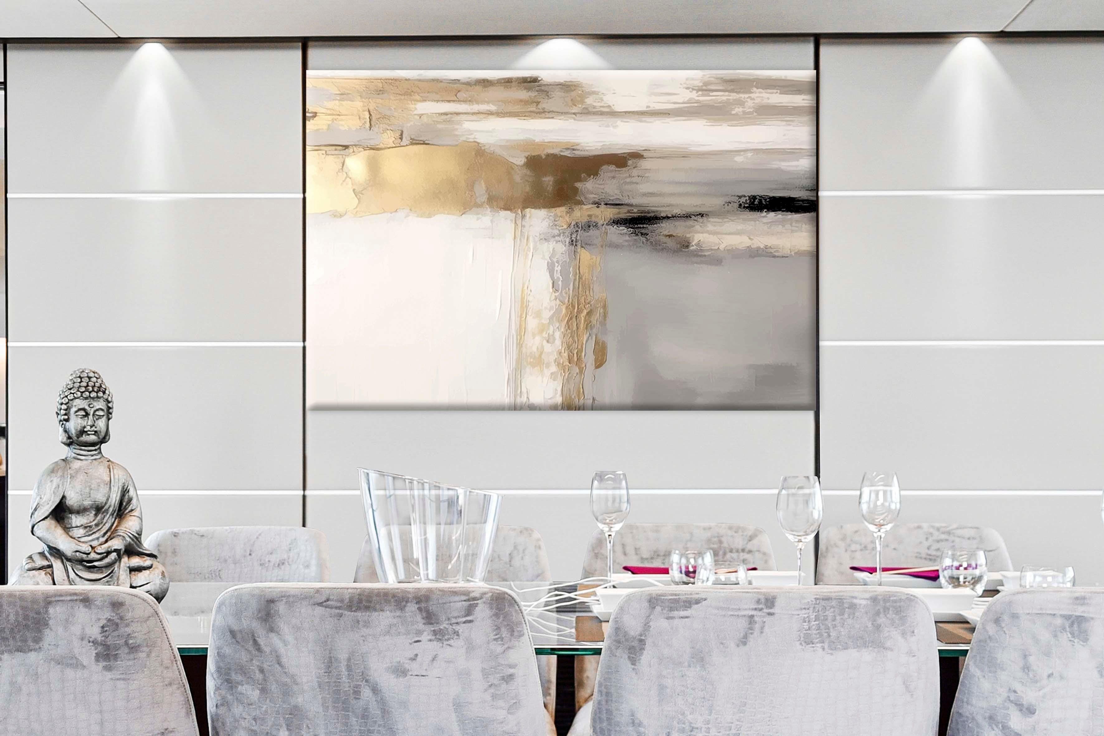 Altın Soyut Sanat | Yağlıboya dokulu canvas baskı