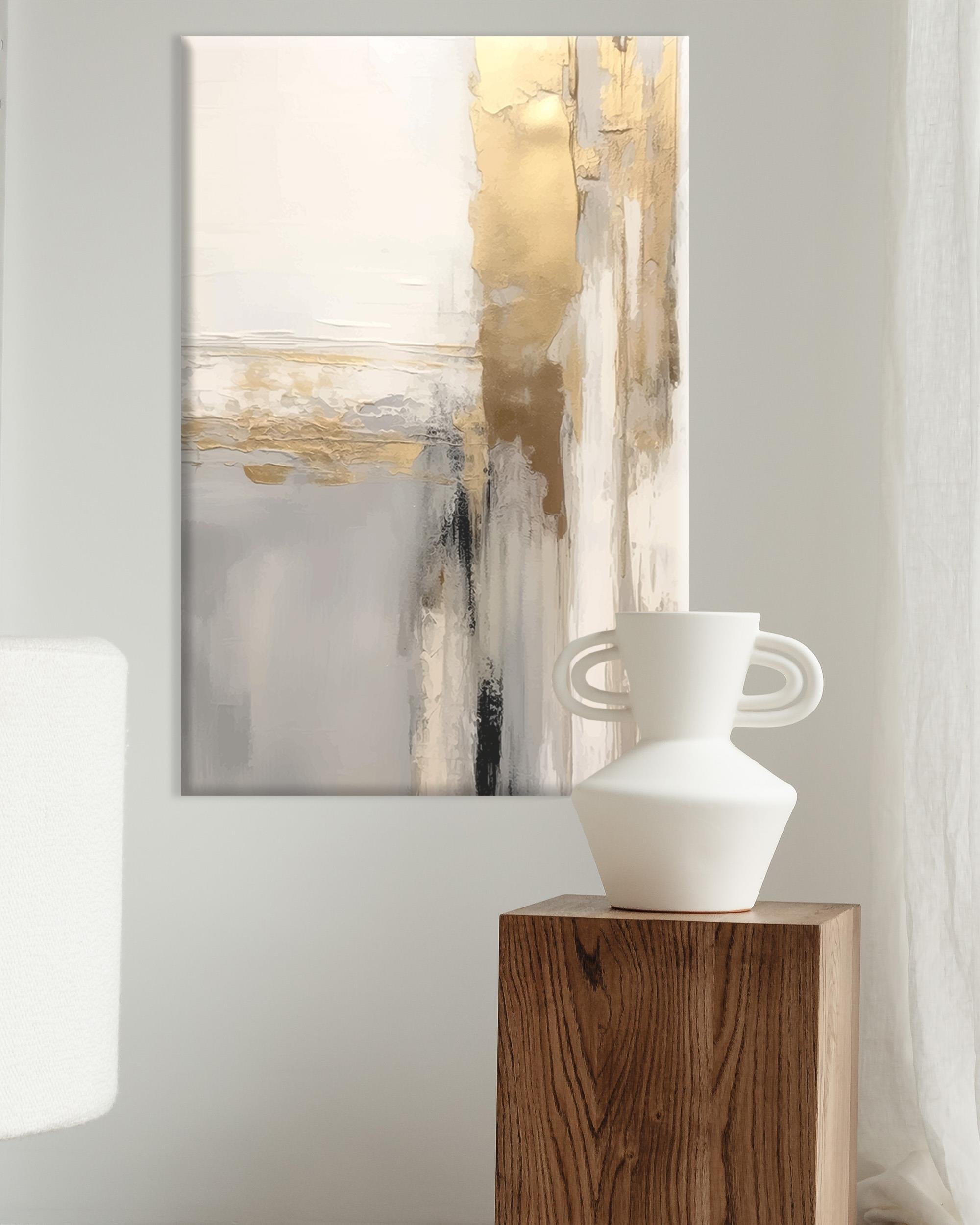 Altın Soyut Sanat | Yağlıboya dokulu canvas baskı