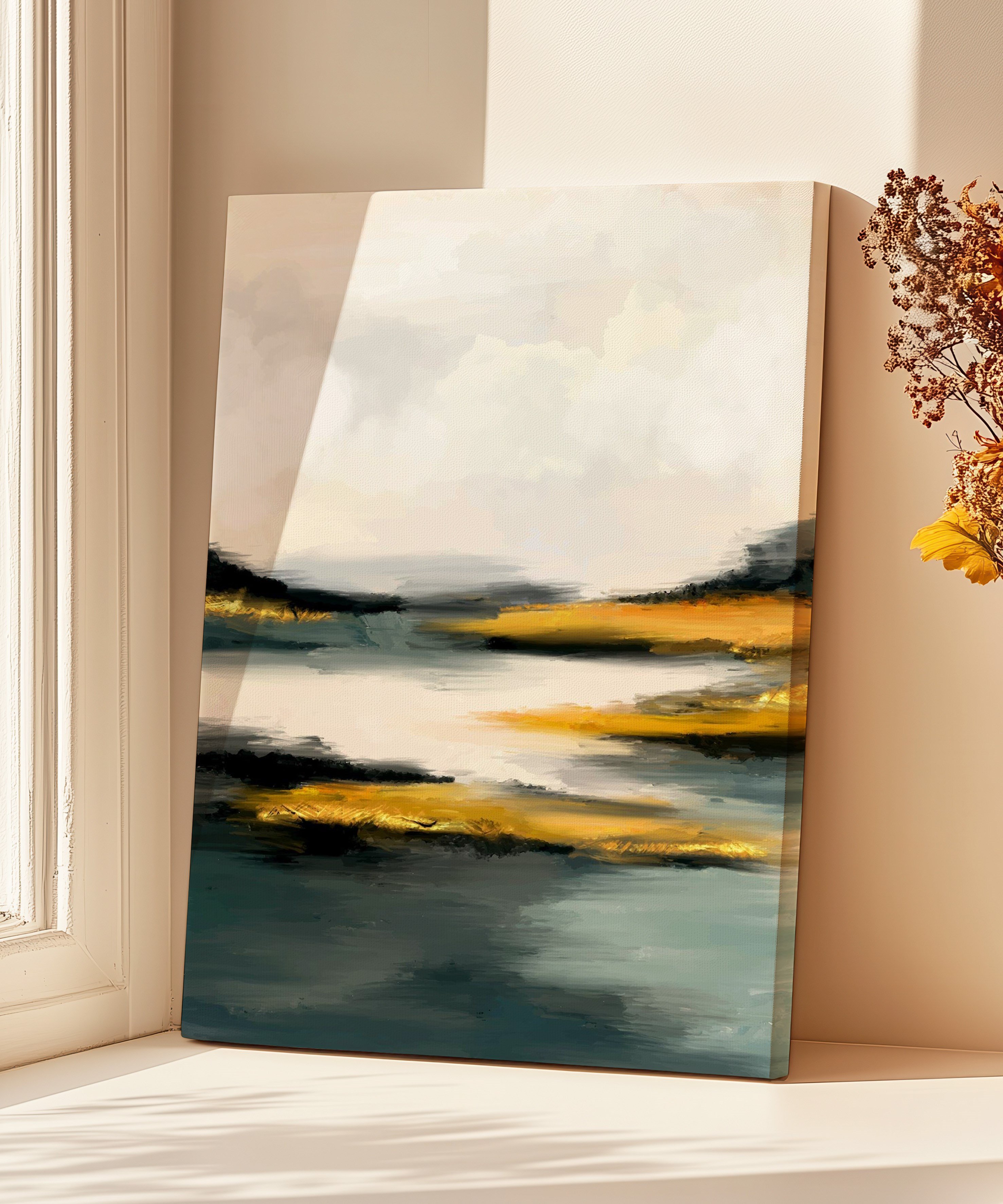 Altın Sükûnet | Yağlı Boya Dokulu Canvas Baskı