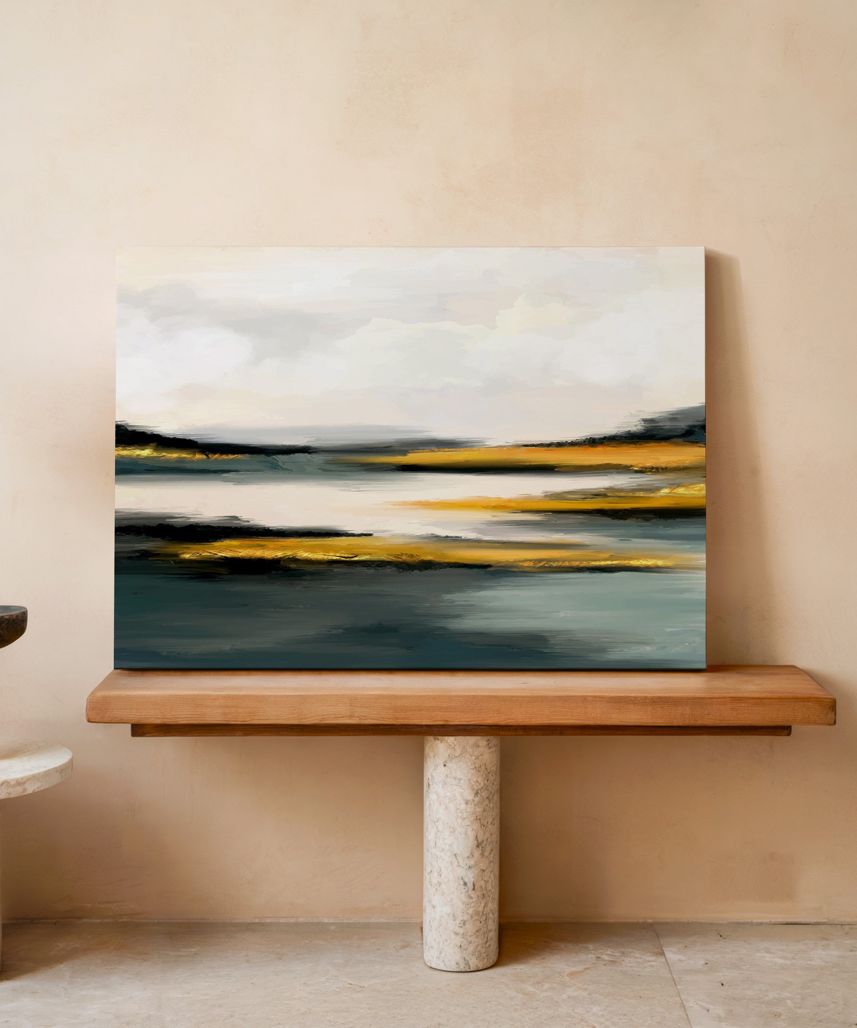 Altın Sükûnet | Yağlı Boya Dokulu Canvas Baskı