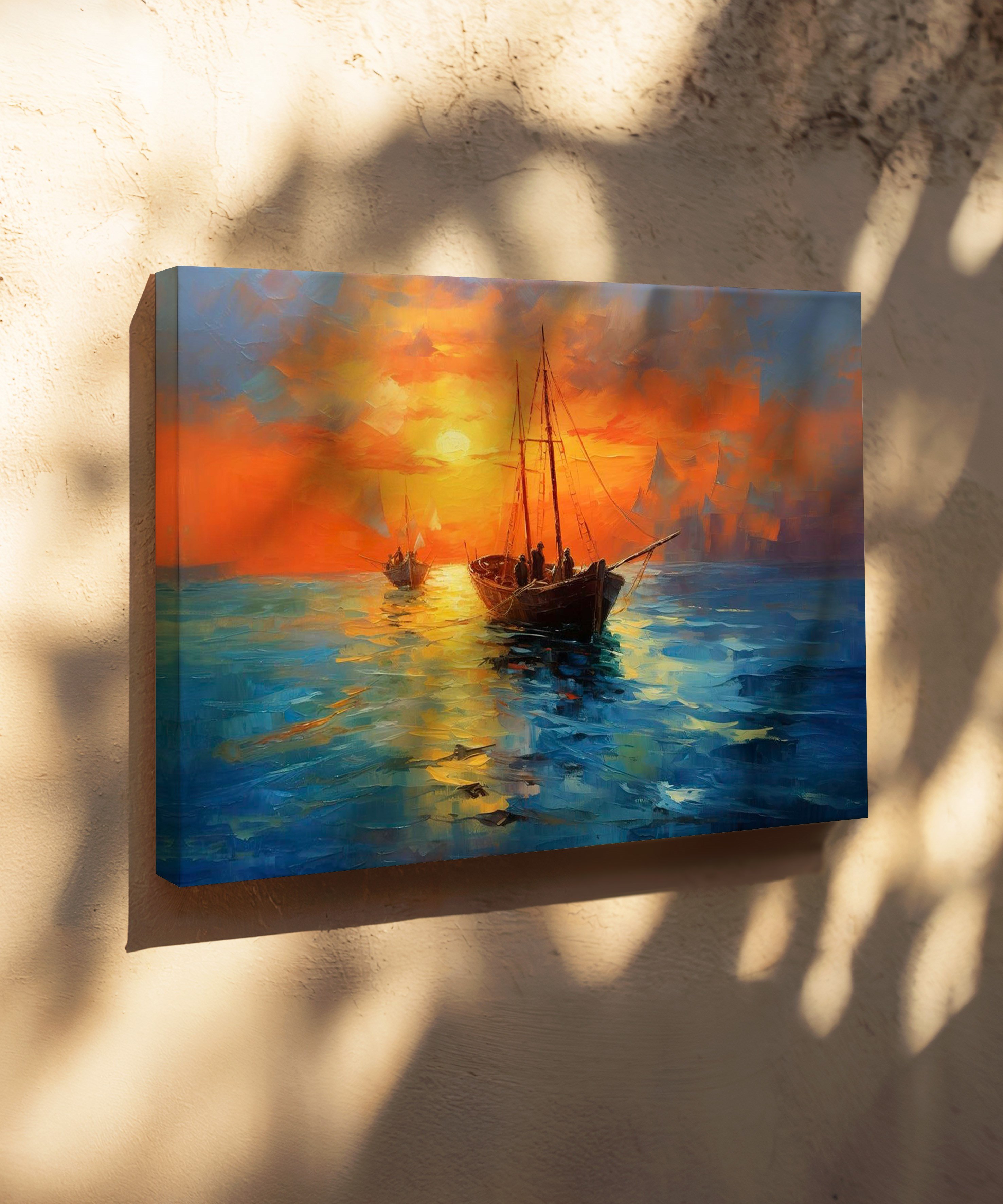 Altın Ufka Doğru | Yağlı Boya Dokulu Canvas Baskı