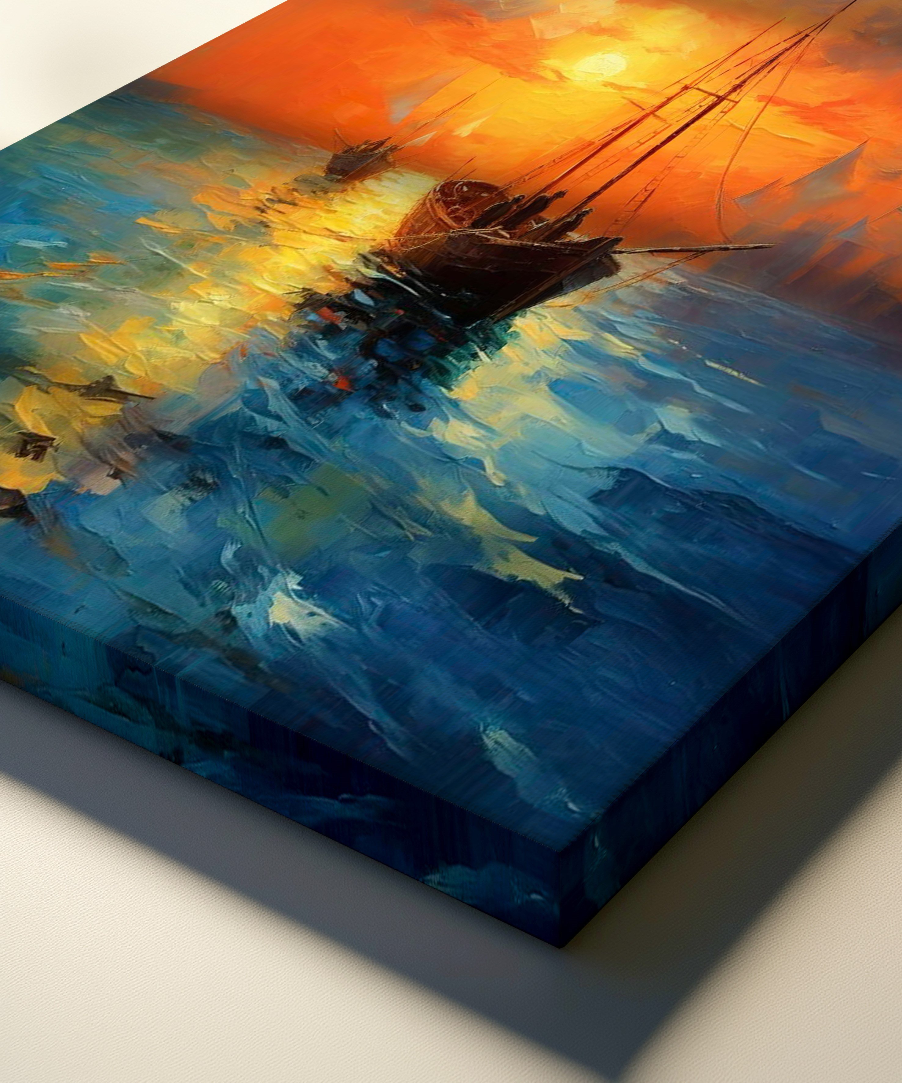 Altın Ufka Doğru | Yağlı Boya Dokulu Canvas Baskı