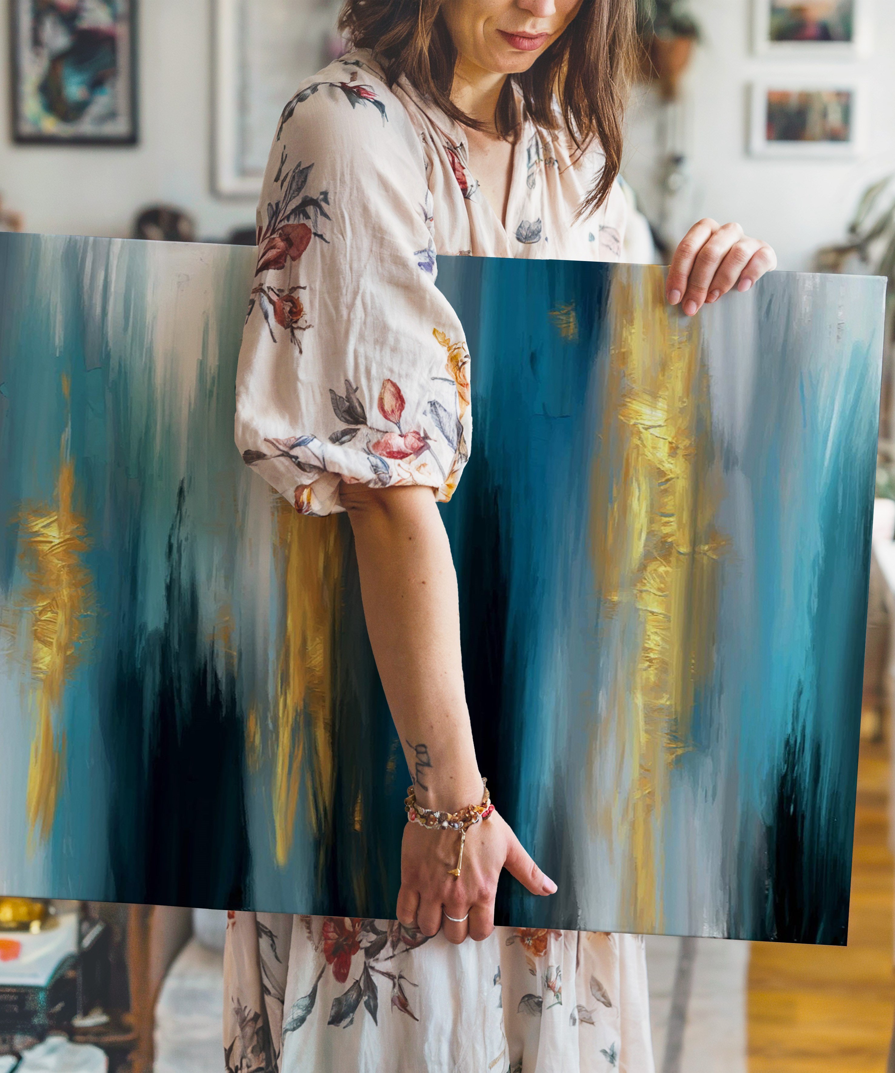 Altın Ufuklar | Yağlı Boya Dokulu Canvas Baskı