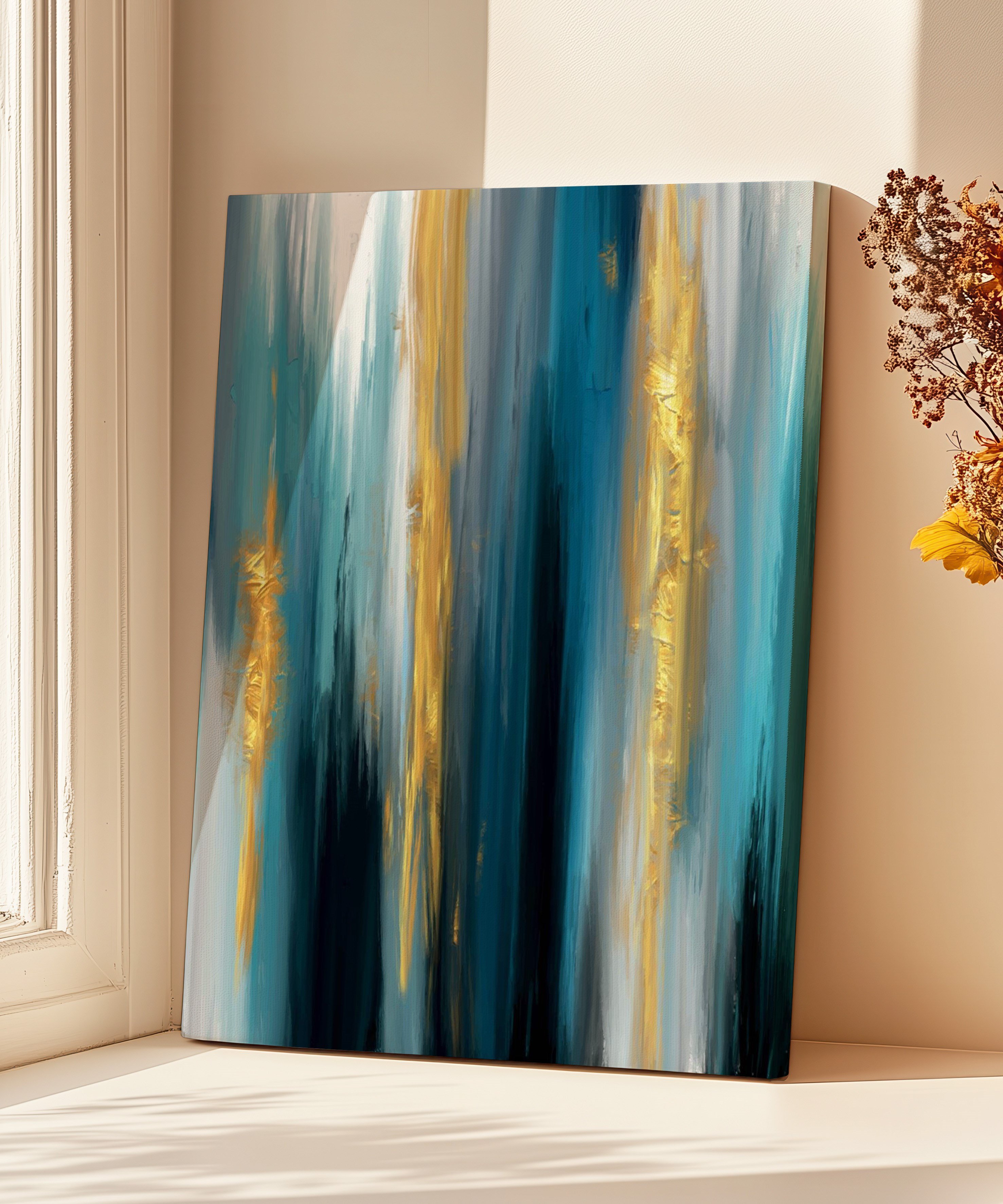 Altın Ufuklar | Yağlı Boya Dokulu Canvas Baskı