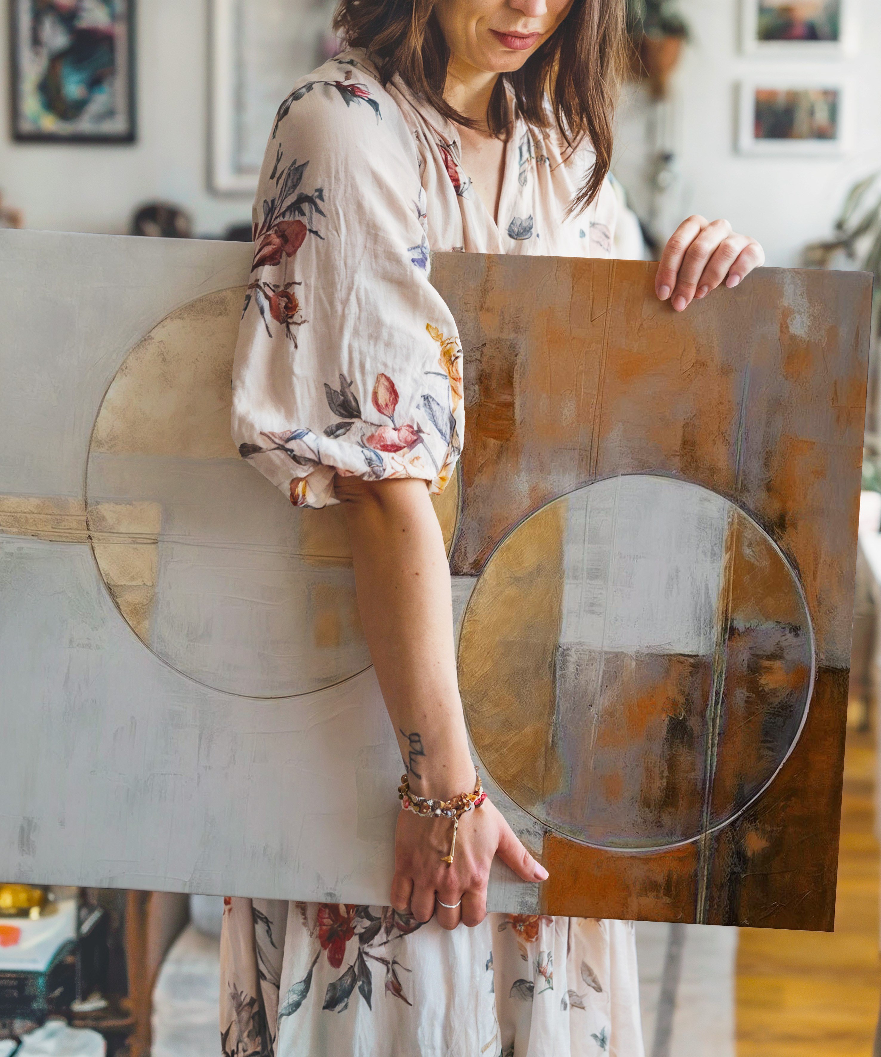 Altın Uyum | Yağlı Boya Dokulu Canvas Baskı