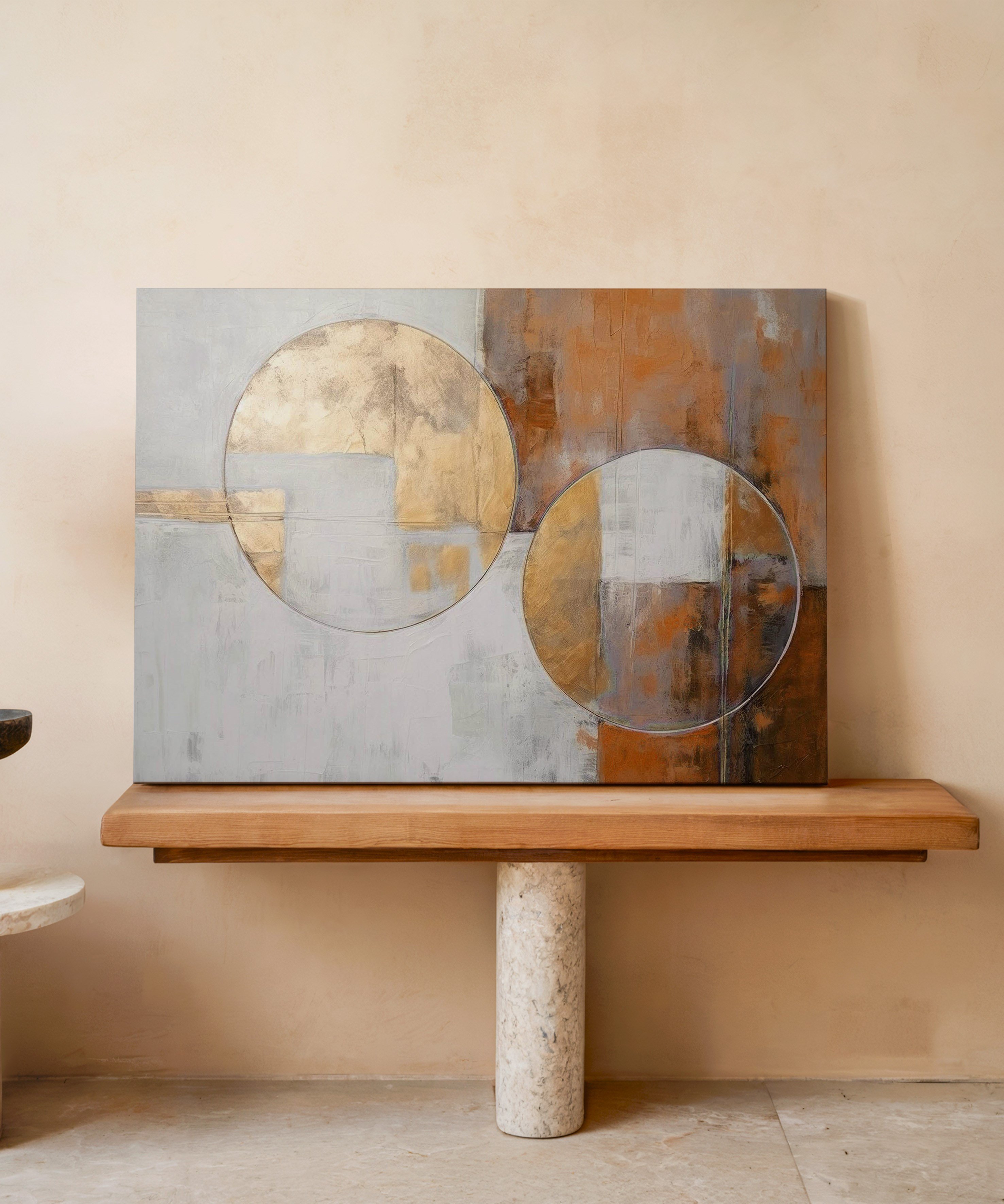 Altın Uyum | Yağlı Boya Dokulu Canvas Baskı