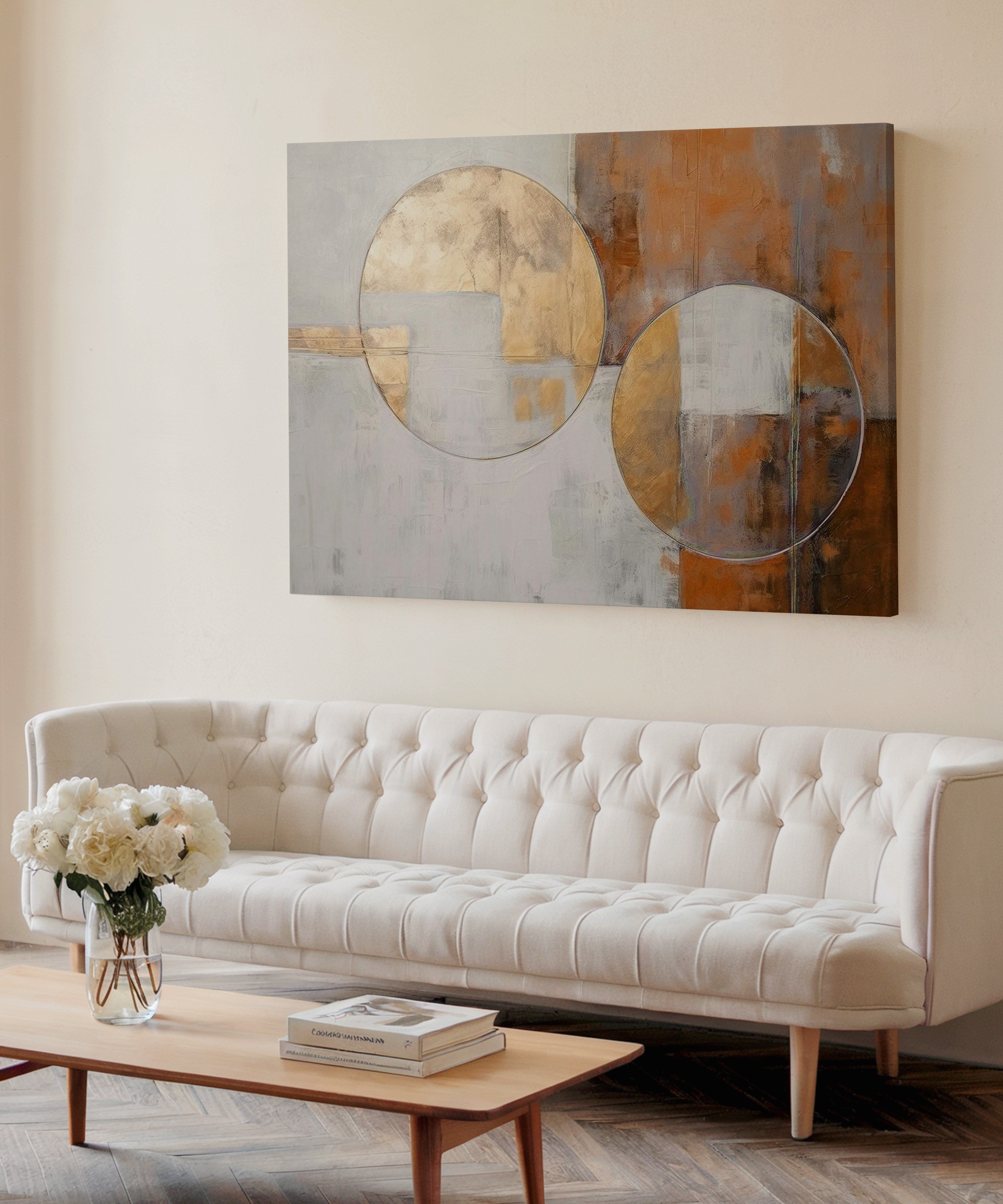 Altın Uyum | Yağlı Boya Dokulu Canvas Baskı