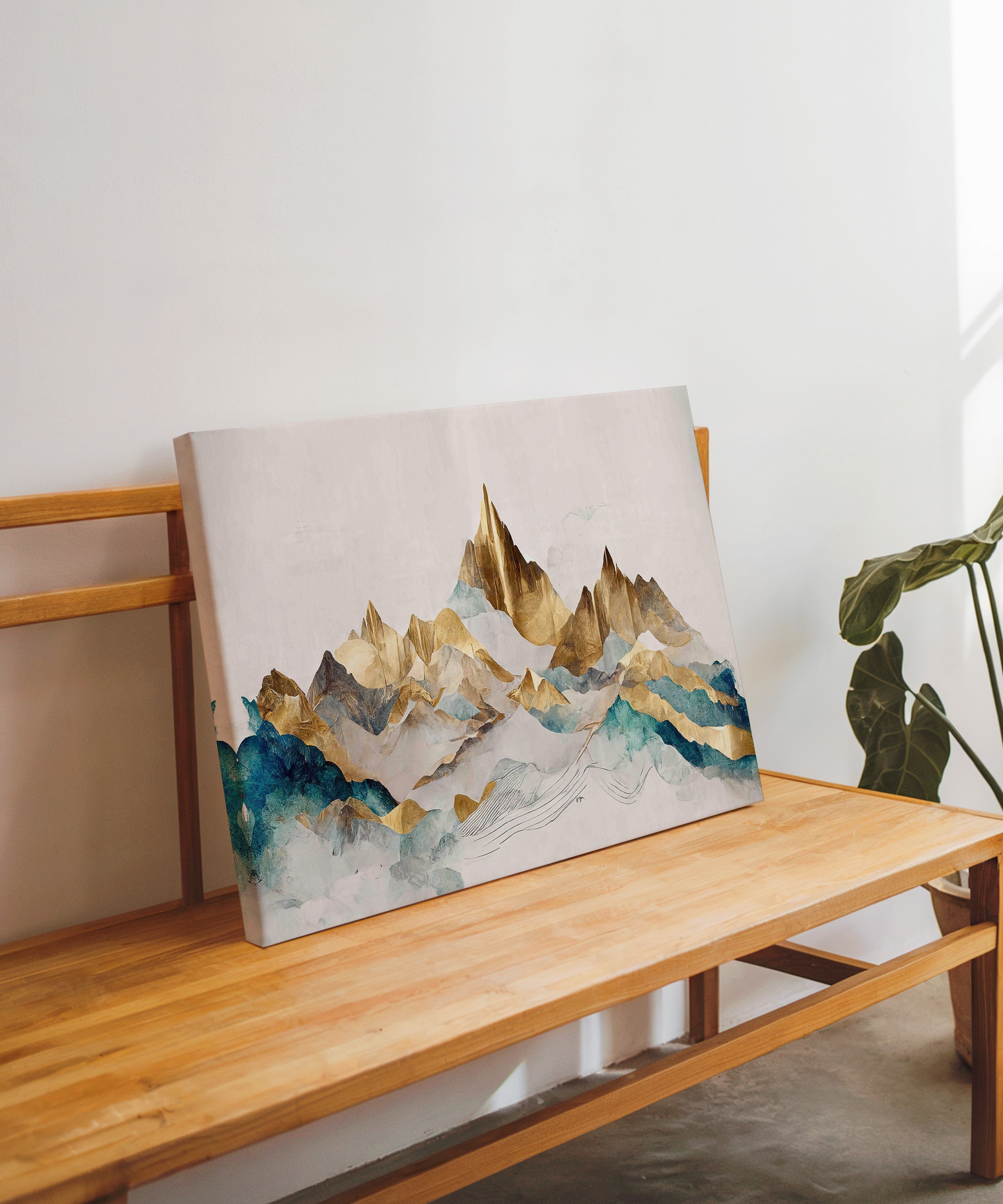 Altın Zirveler | Yağlı Boya Dokulu Canvas Baskı