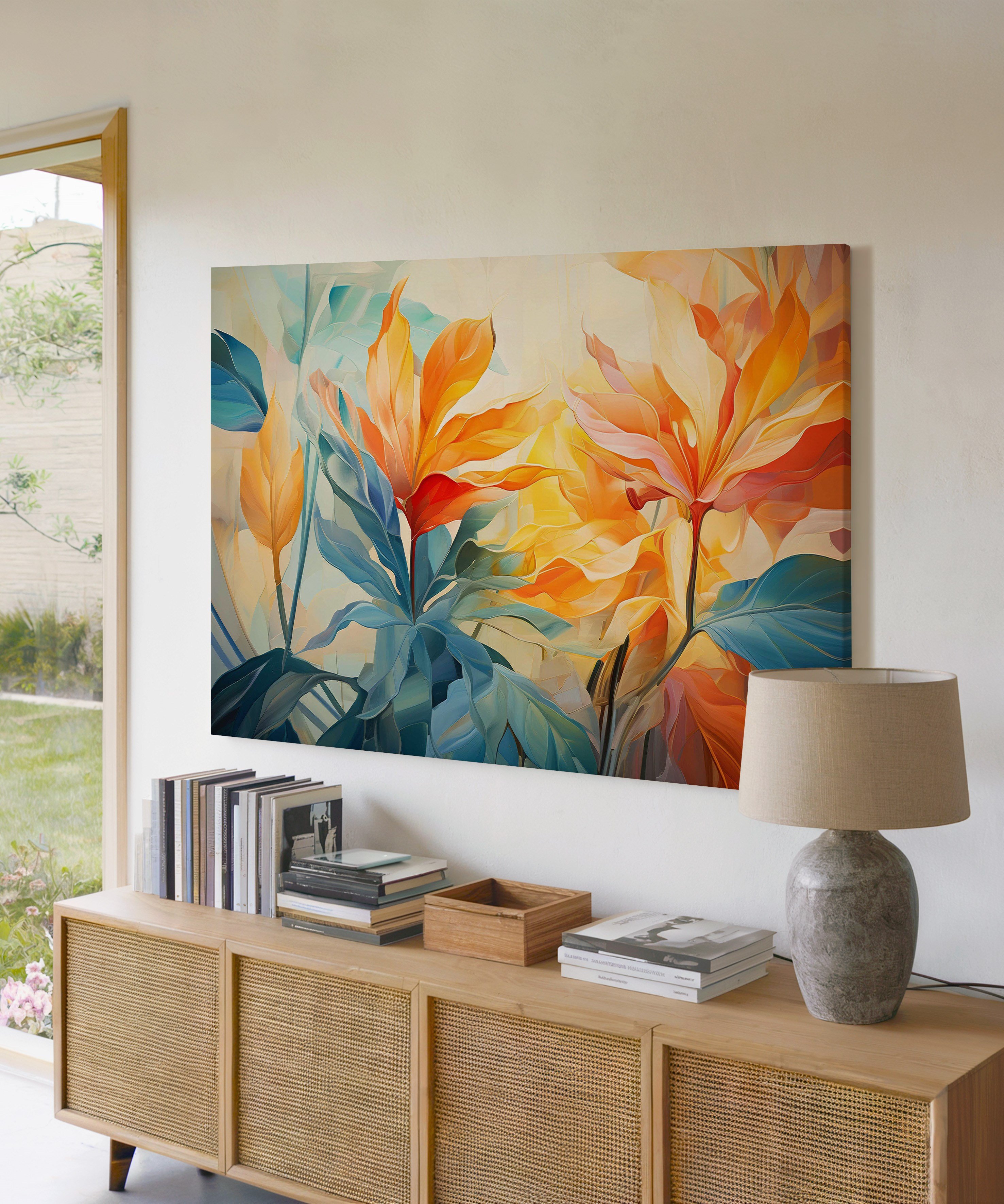 Amber Yaprakları | Yağlı Boya Dokulu Canvas Baskı