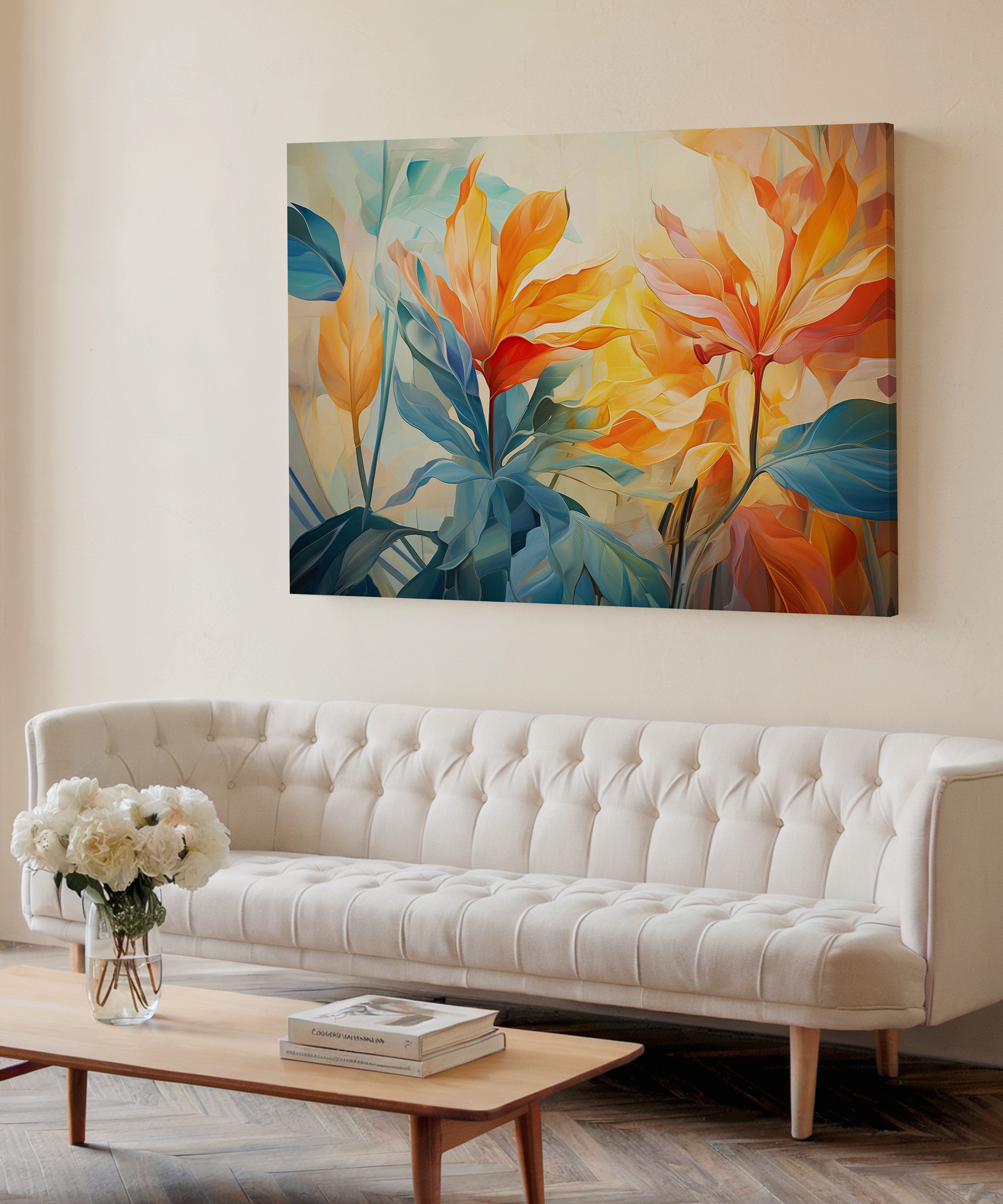 Amber Yaprakları | Yağlı Boya Dokulu Canvas Baskı