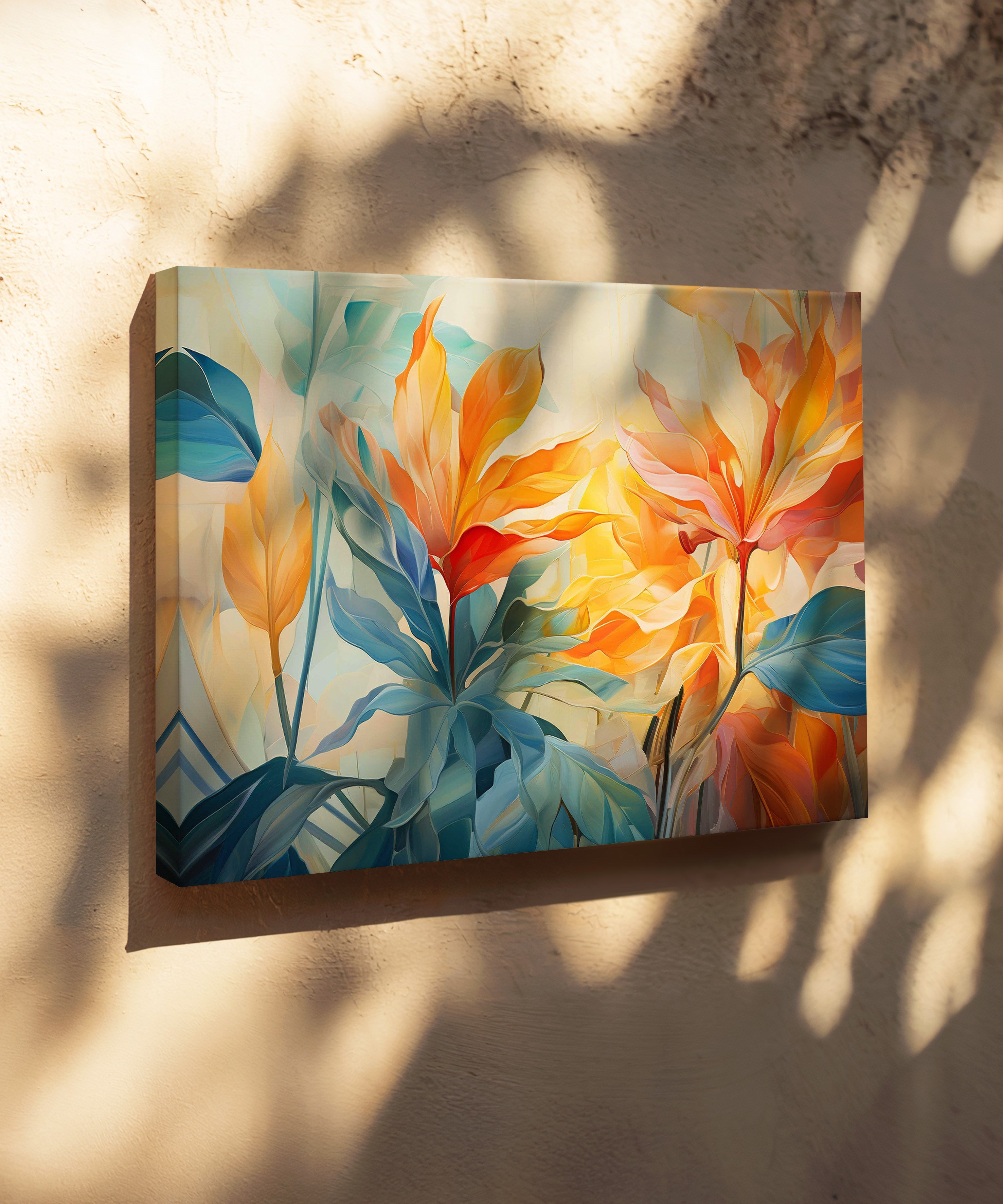 Amber Yaprakları | Yağlı Boya Dokulu Canvas Baskı