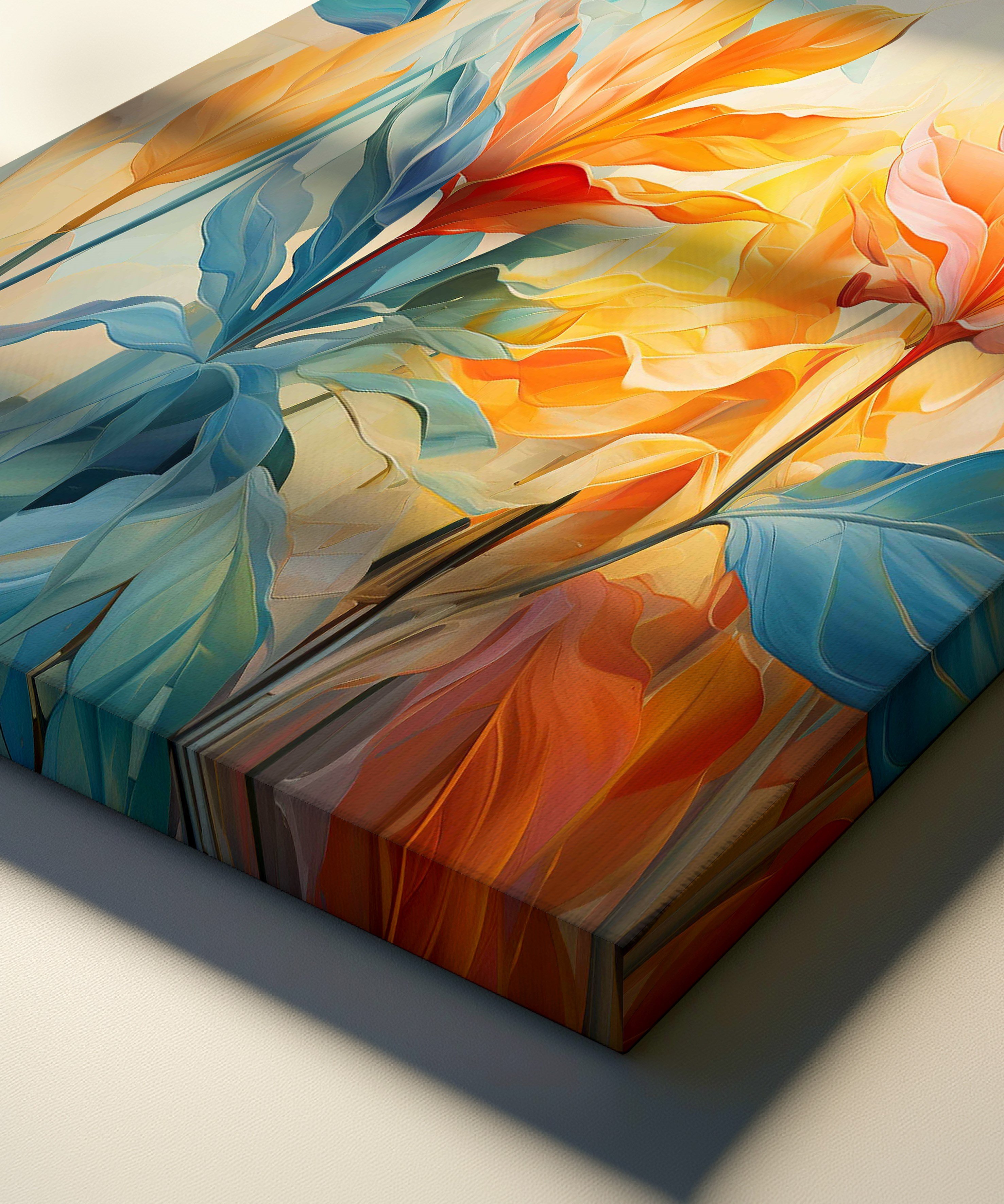 Amber Yaprakları | Yağlı Boya Dokulu Canvas Baskı