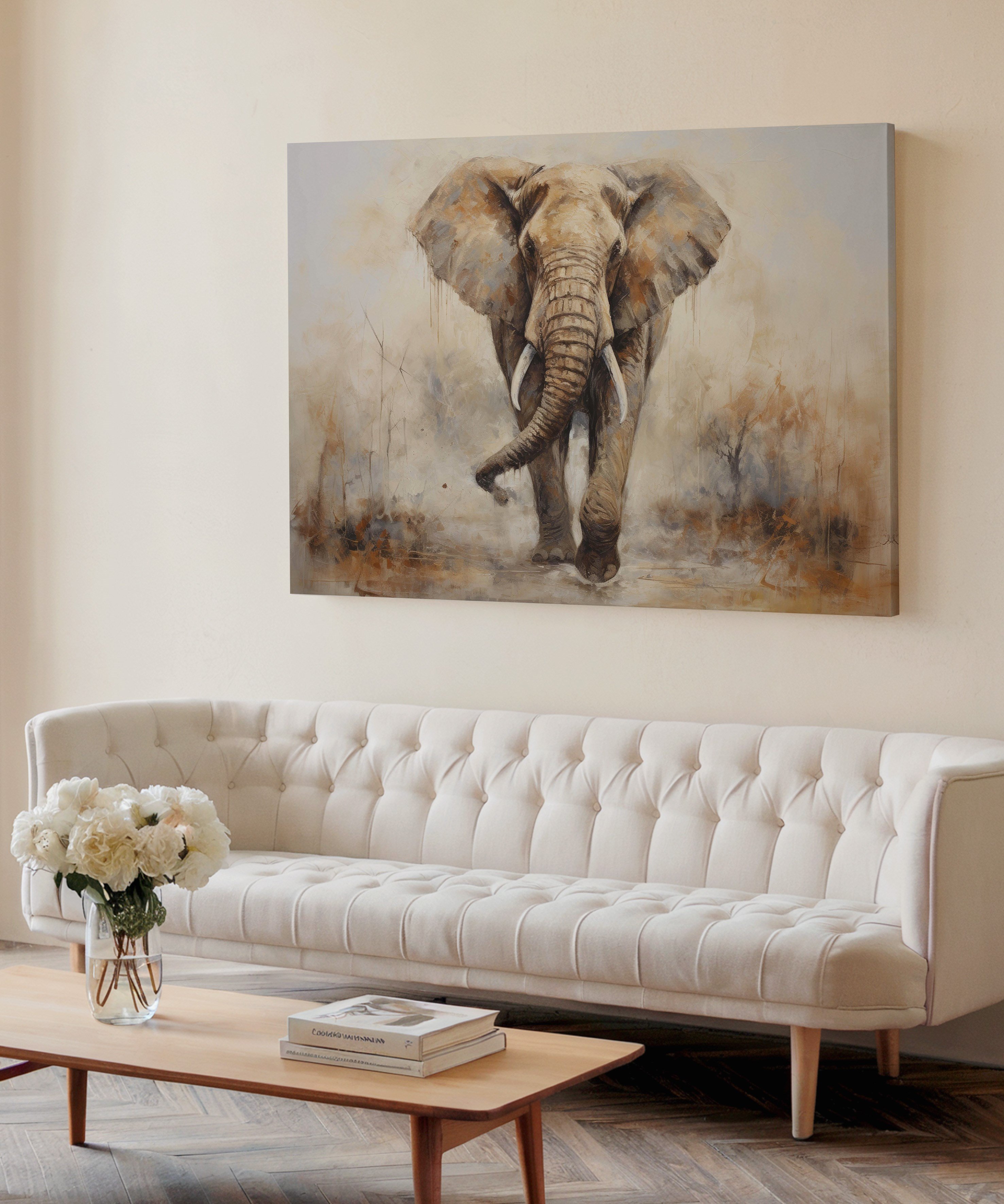 Asil Fil | Yağlı Boya Dokulu Canvas Baskı