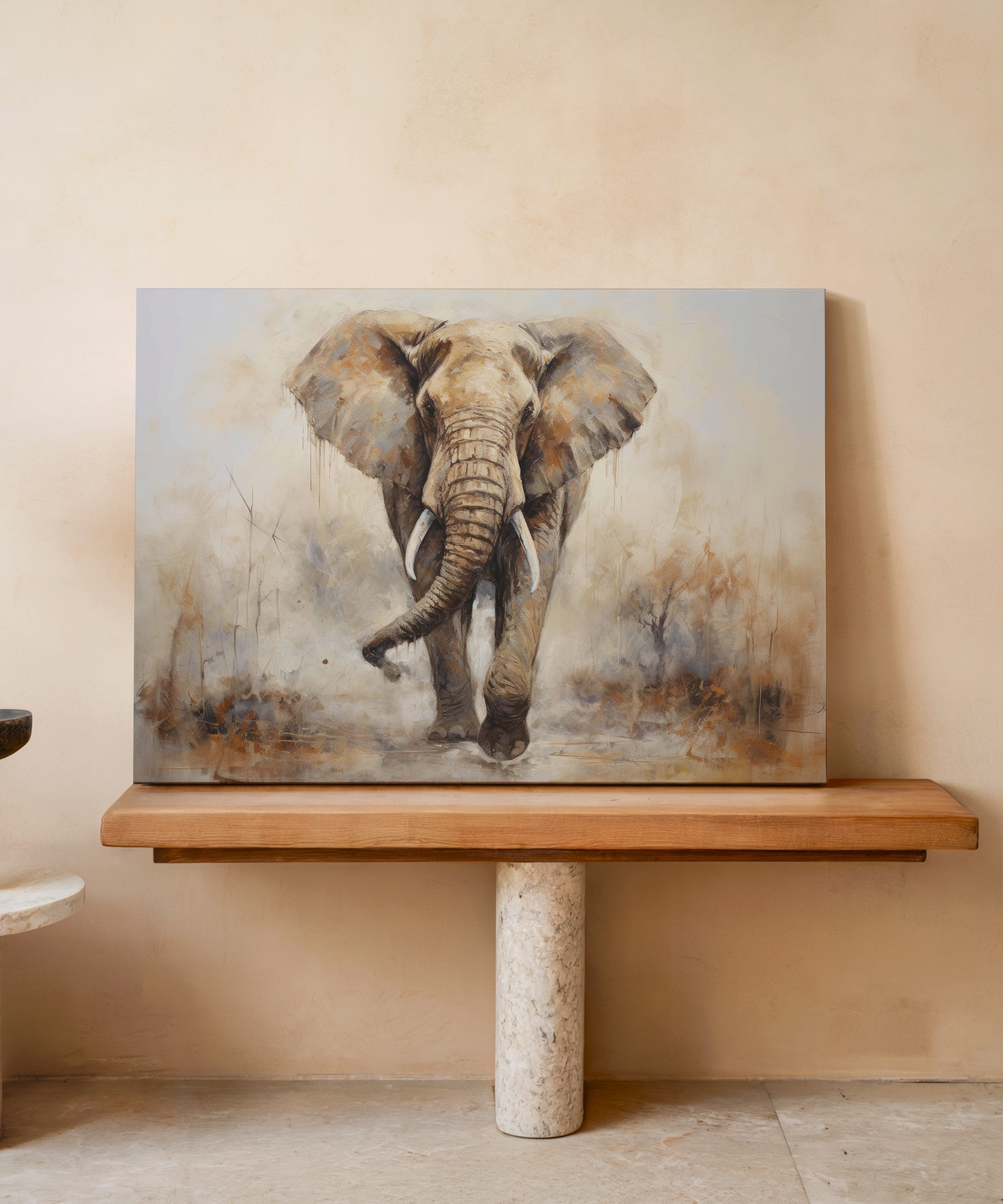 Asil Fil | Yağlı Boya Dokulu Canvas Baskı