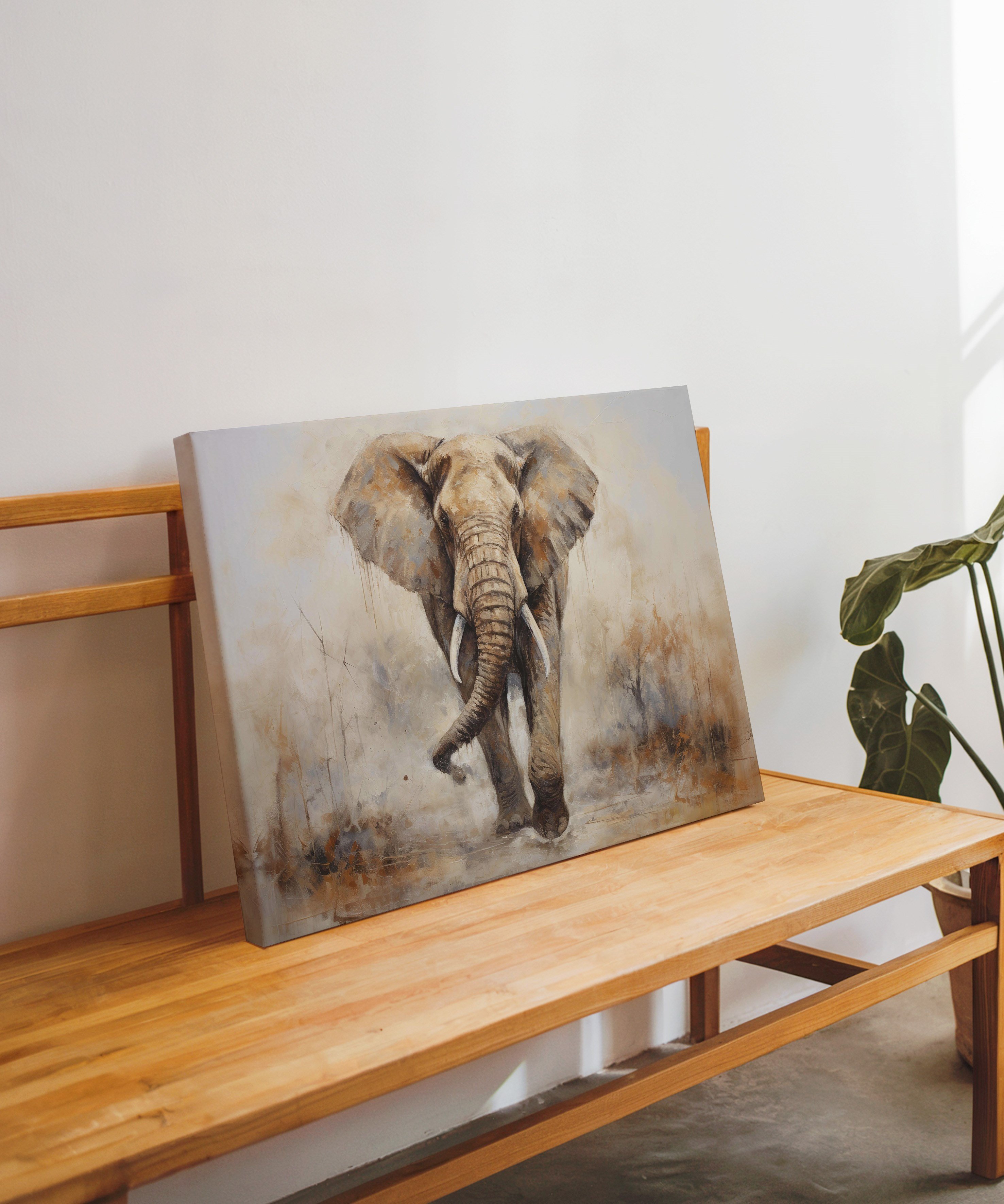 Asil Fil | Yağlı Boya Dokulu Canvas Baskı